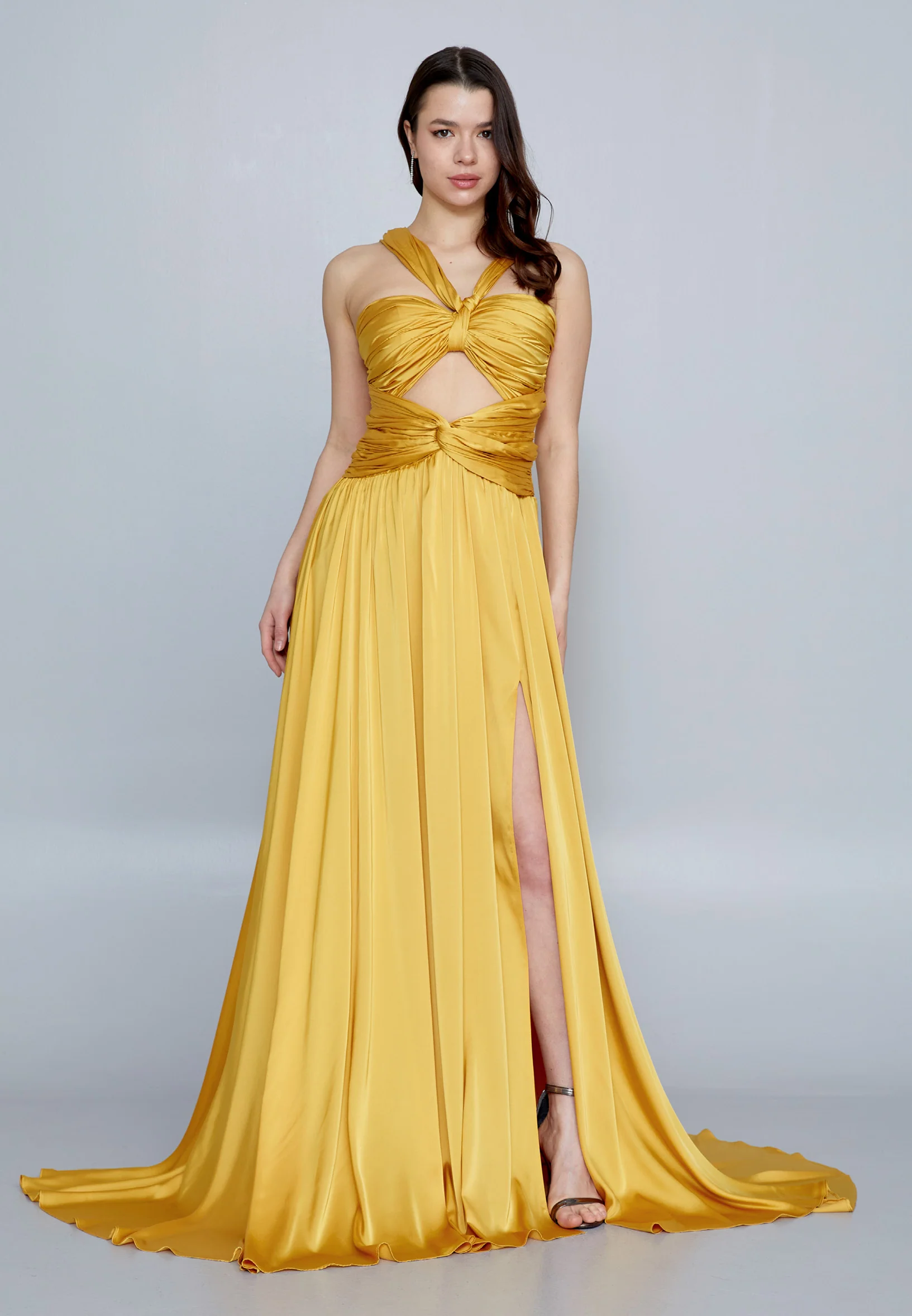 Sleeveless Maxi Satin Column Regular Evening Dress aln1621 - Image 25