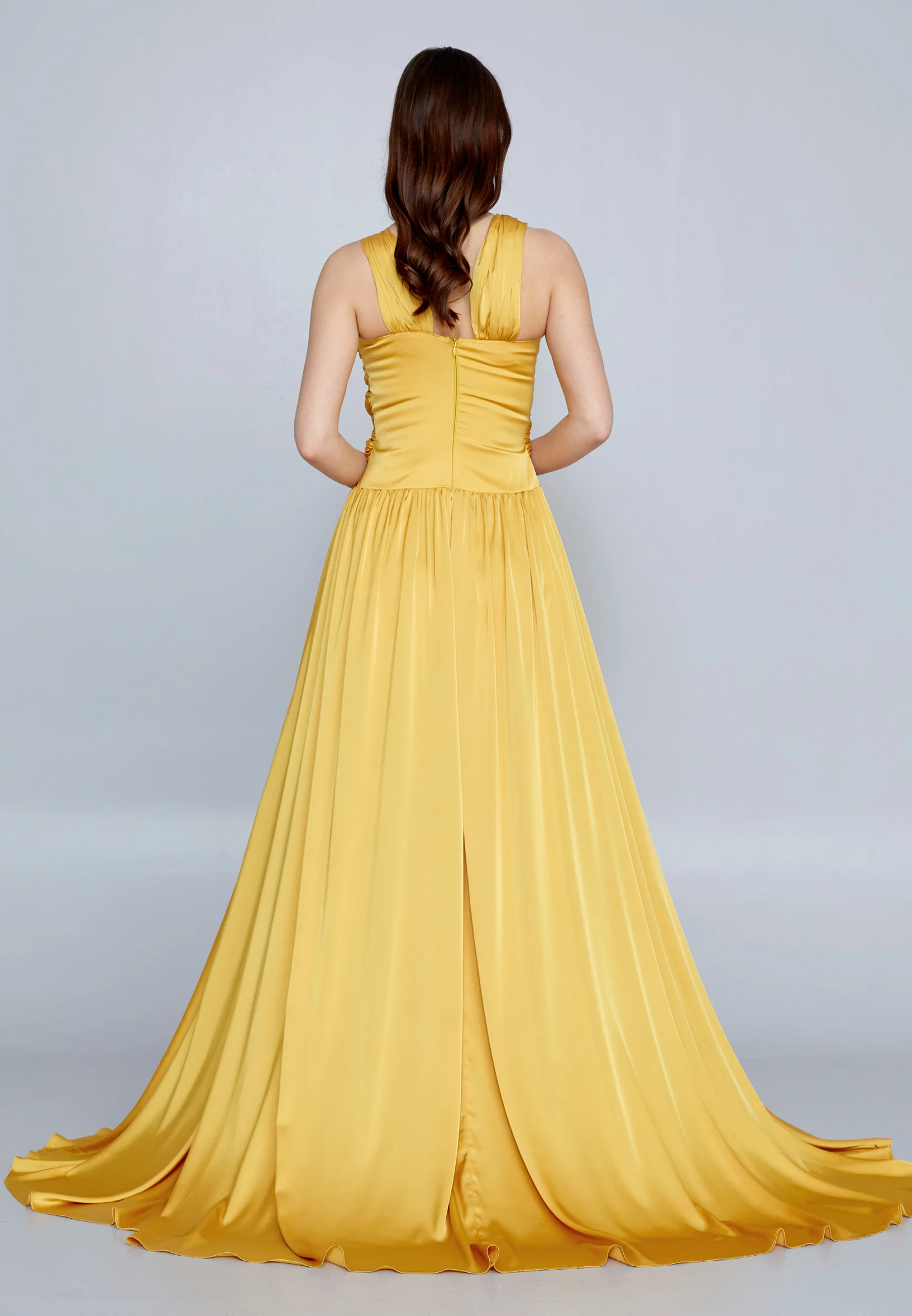 Sleeveless Maxi Satin Column Regular Evening Dress aln1621 - Image 26