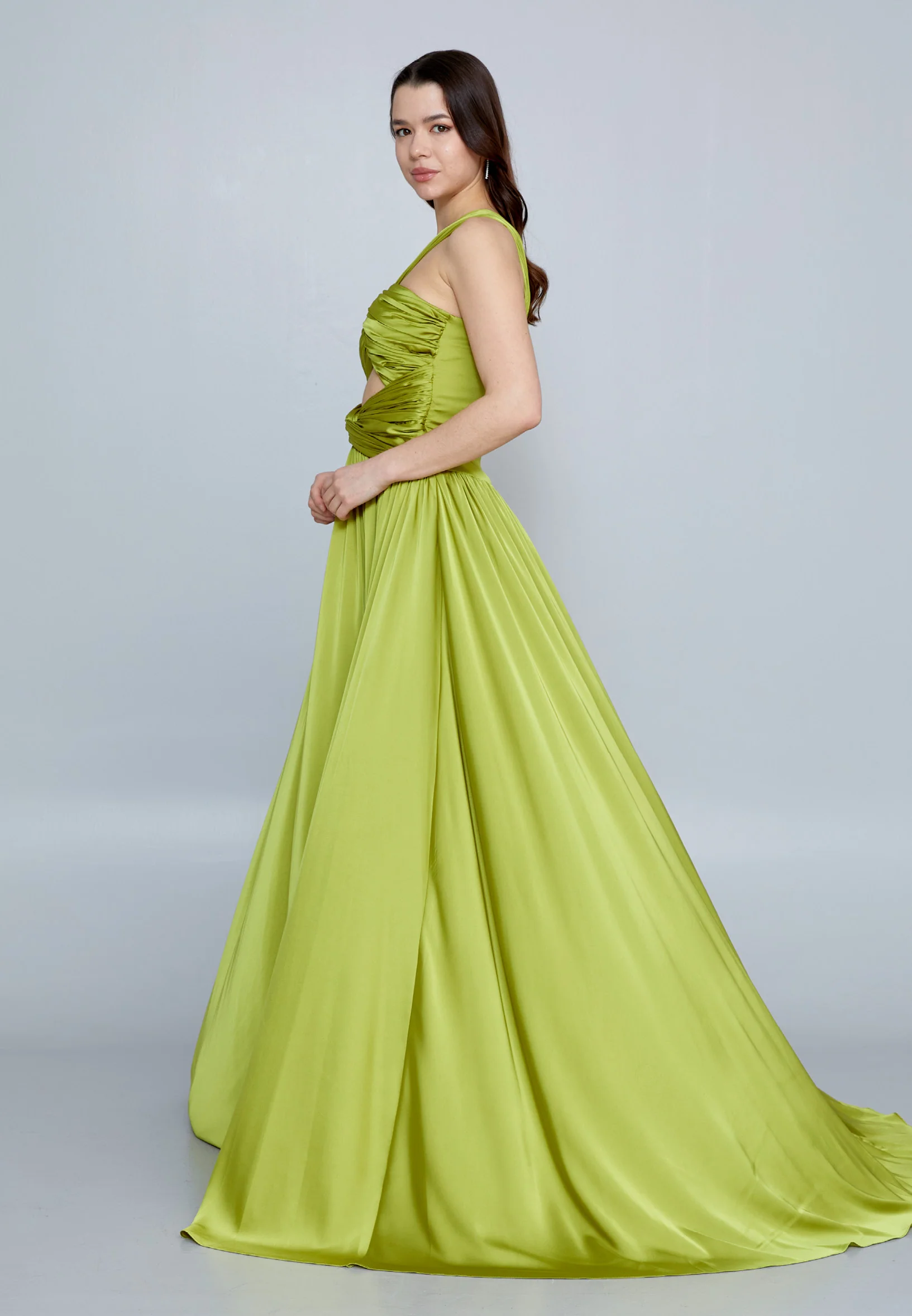 Sleeveless Maxi Satin Column Regular Evening Dress aln1621 - Image 3