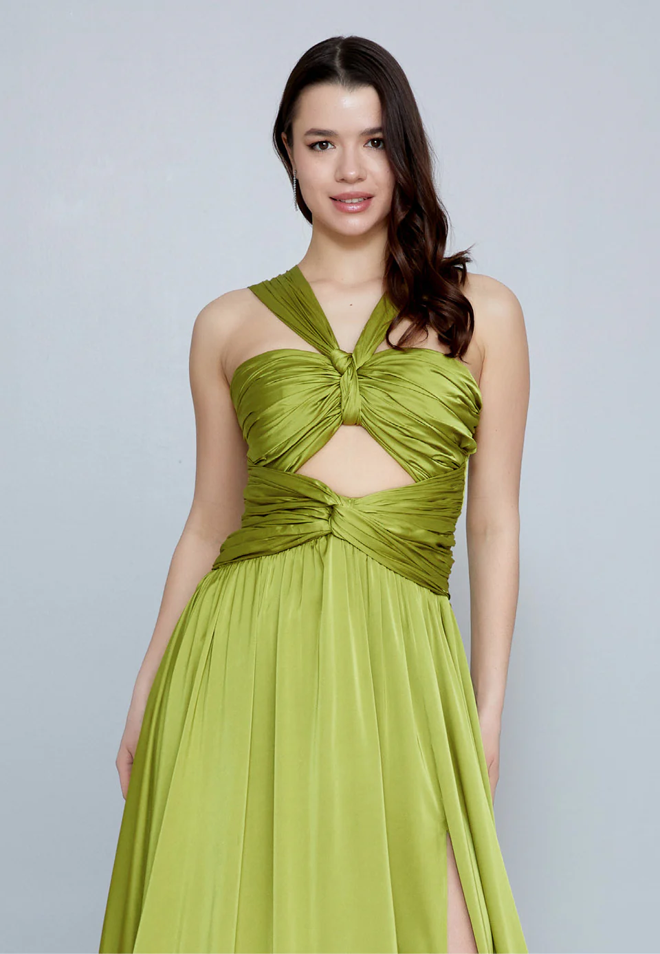 Sleeveless Maxi Satin Column Regular Evening Dress aln1621 - Image 4