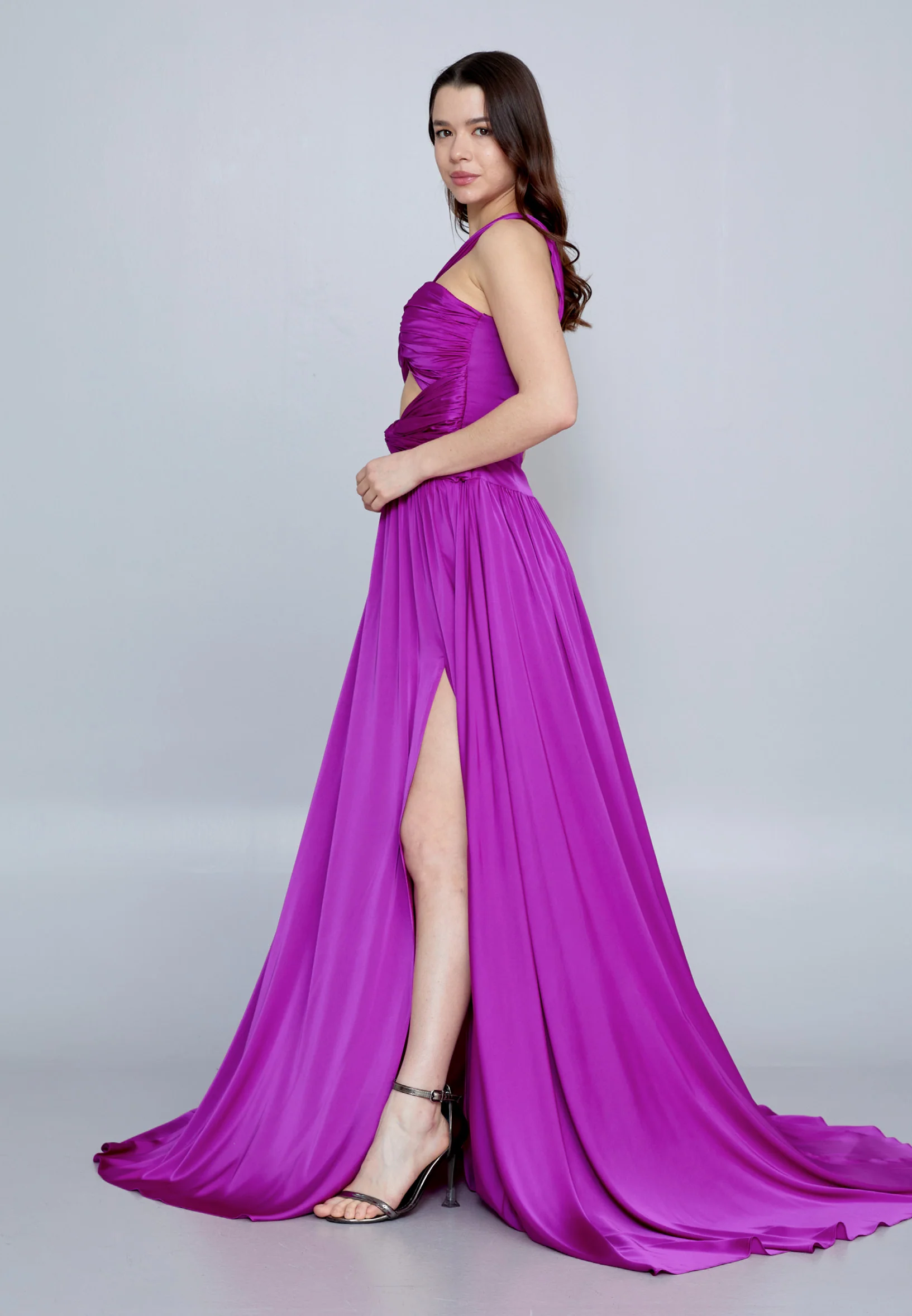 Sleeveless Maxi Satin Column Regular Evening Dress aln1621 - Image 7