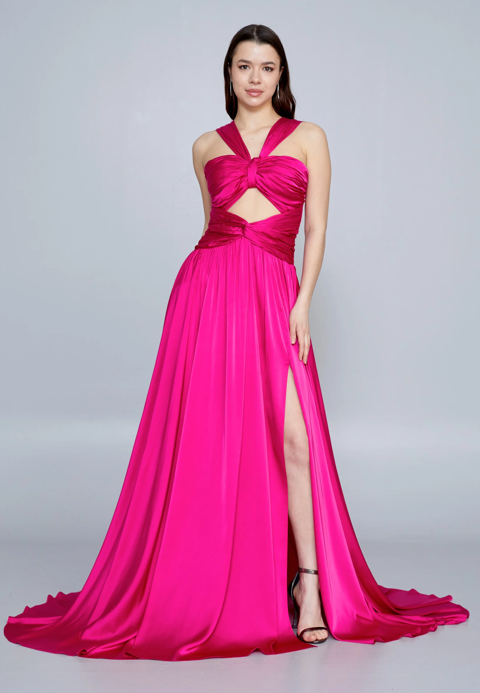 Sleeveless Maxi Satin Column Regular Evening Dress aln1621 - Image 9