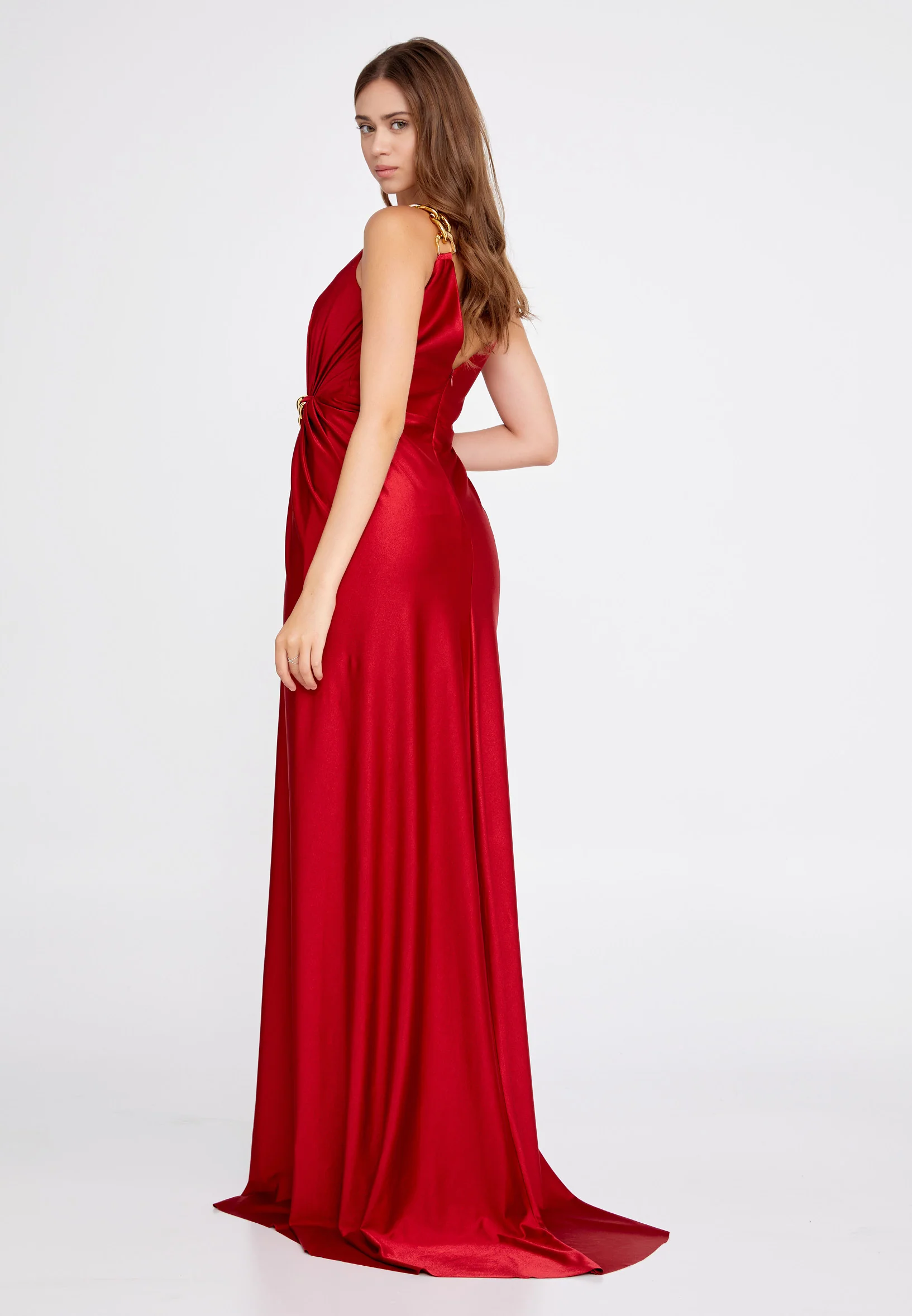 Sleeveless Maxi Satin Column Regular Wedding Guest Dress fch2202 - Image 2