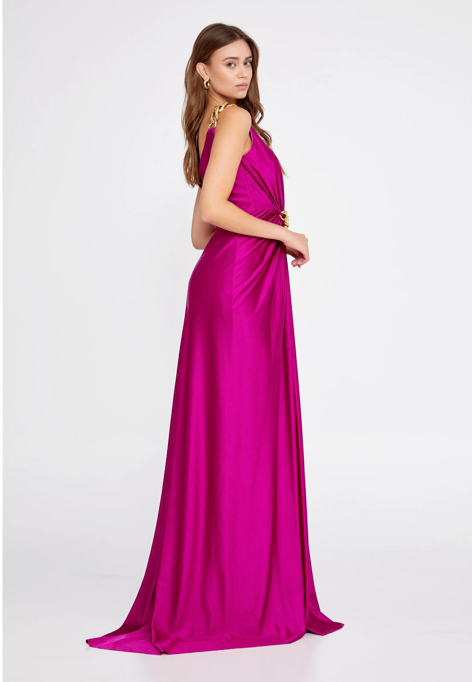 Sleeveless Maxi Satin Column Regular Wedding Guest Dress fch2202 - Image 7