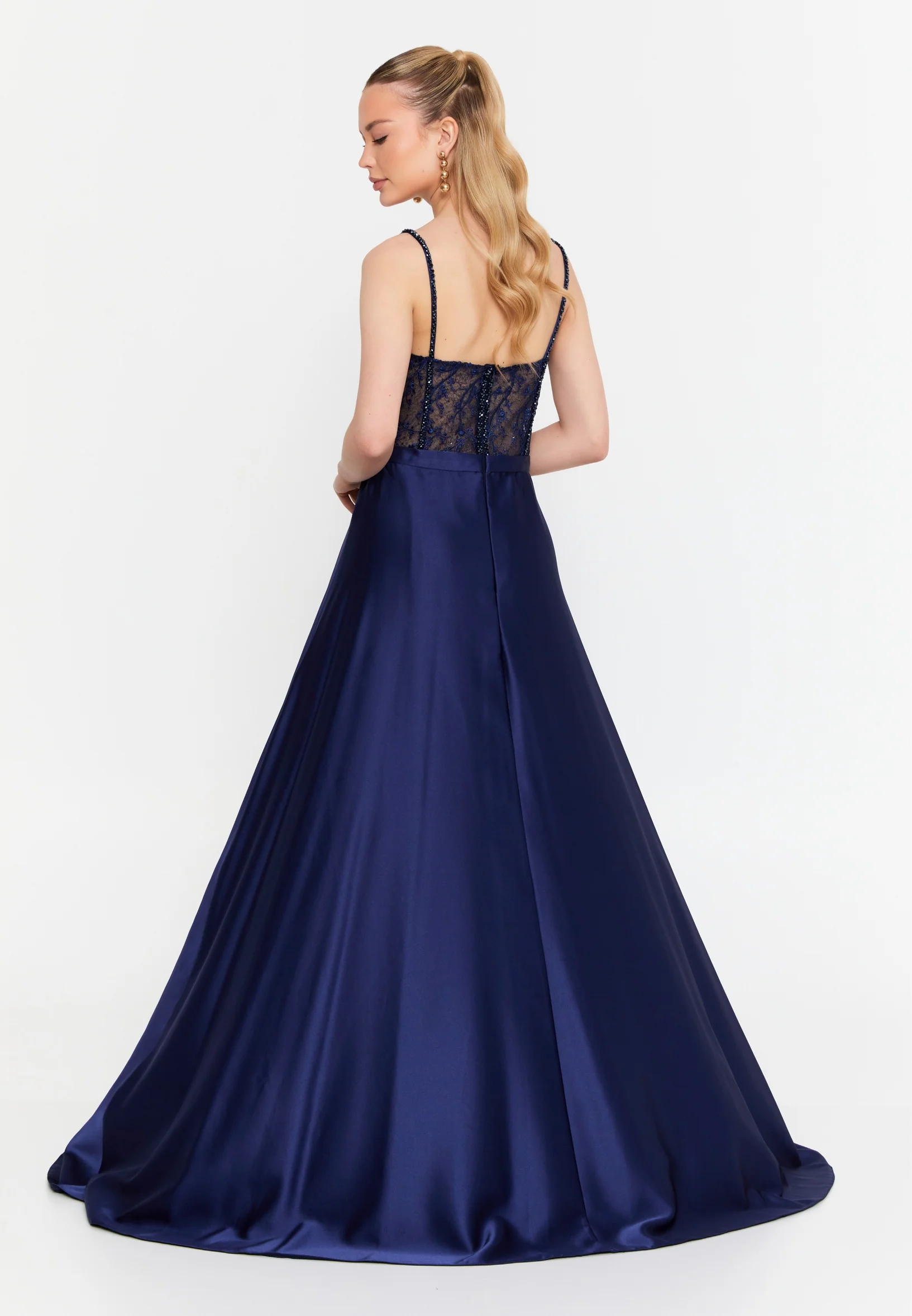 Sleeveless Maxi Satin Column Regular Wedding Guest Dress msp77318 - Image 6