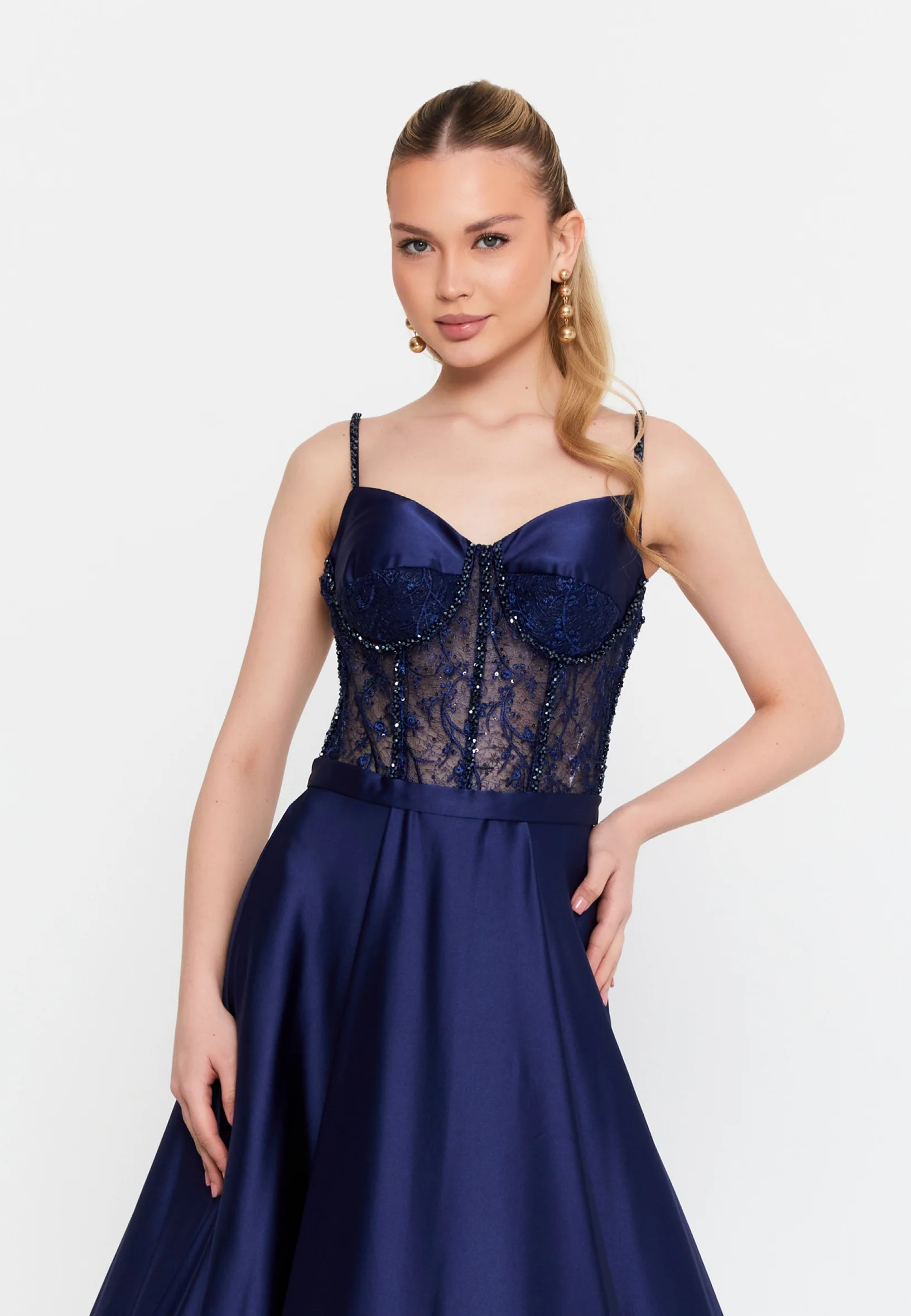 Sleeveless Maxi Satin Column Regular Wedding Guest Dress msp77318 - Image 8