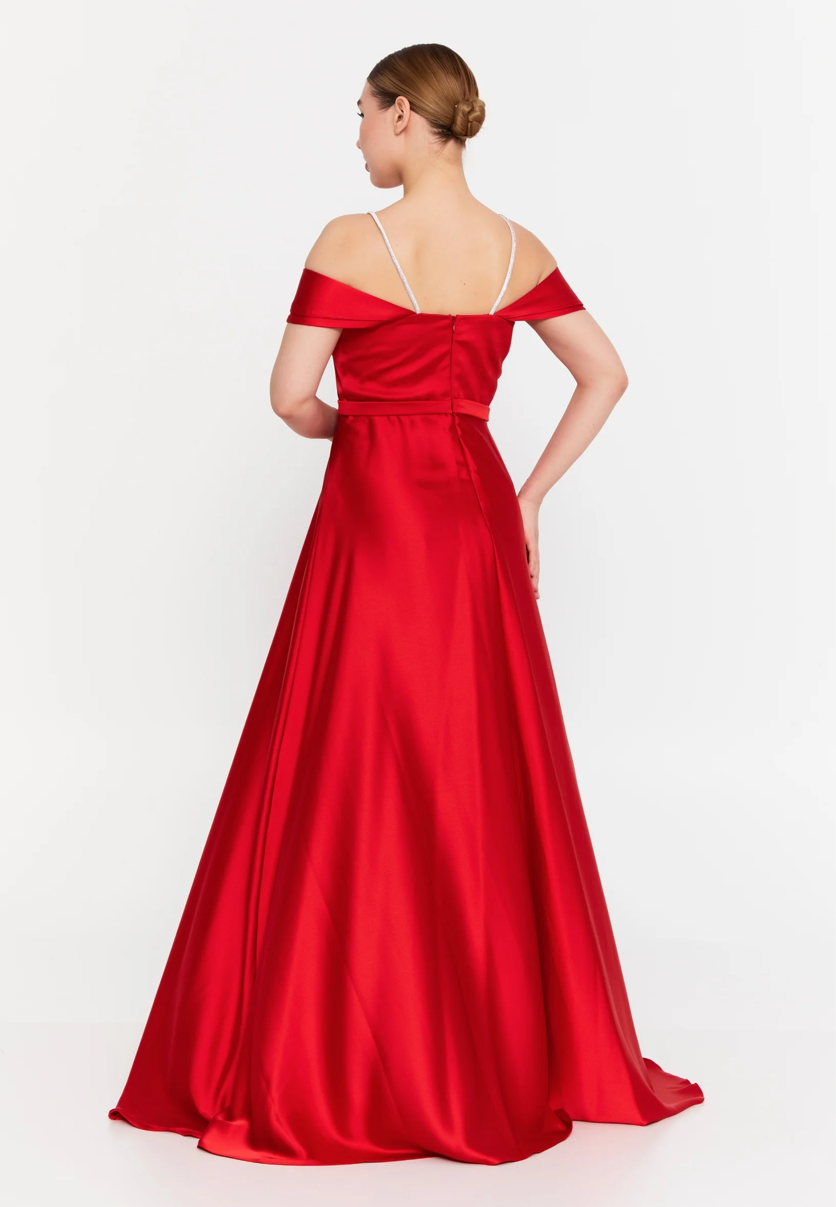 Sleeveless Maxi Satin Column Regular Wedding Guest Dress msp77327 - Image 10