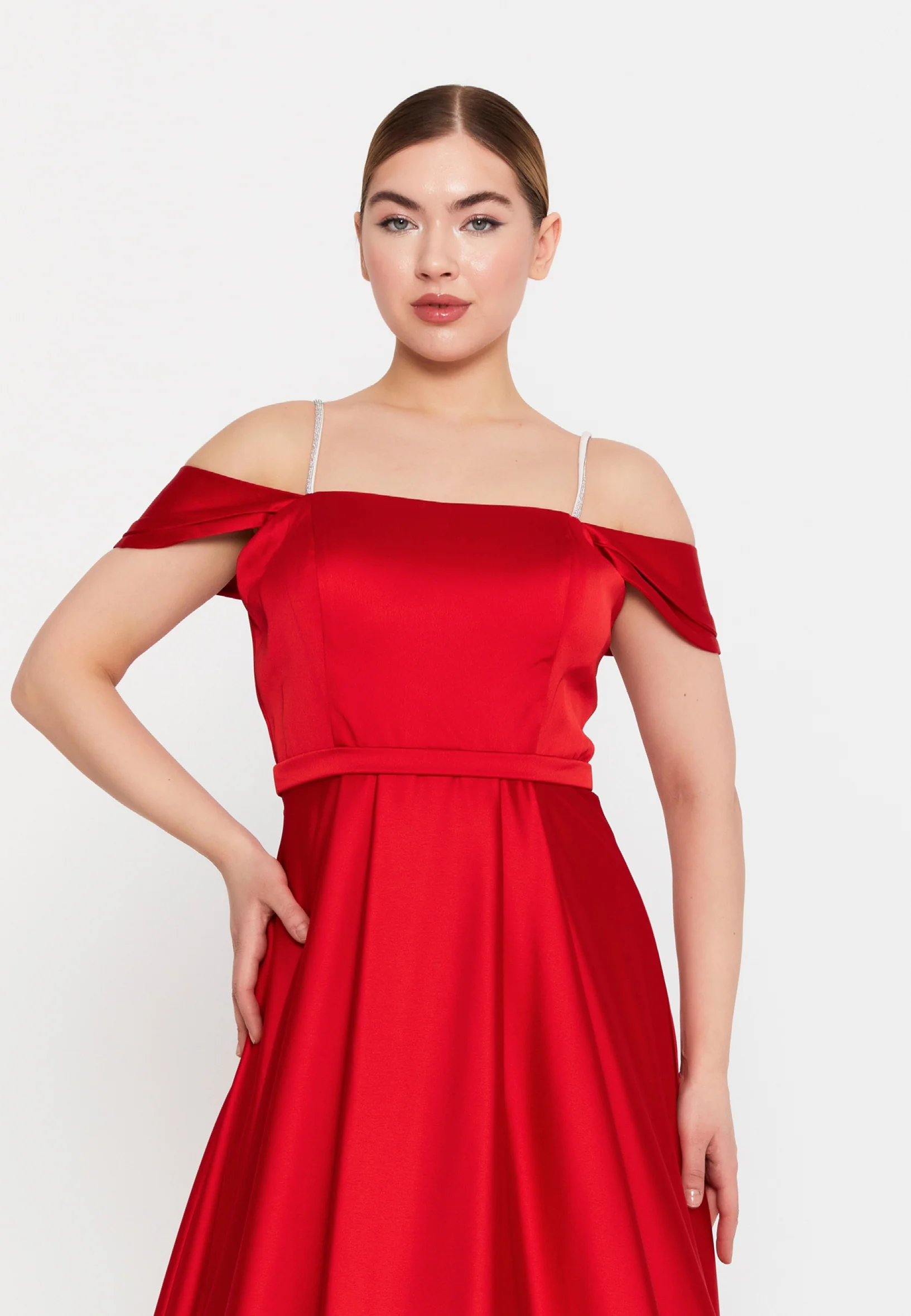 Sleeveless Maxi Satin Column Regular Wedding Guest Dress msp77327 - Image 12