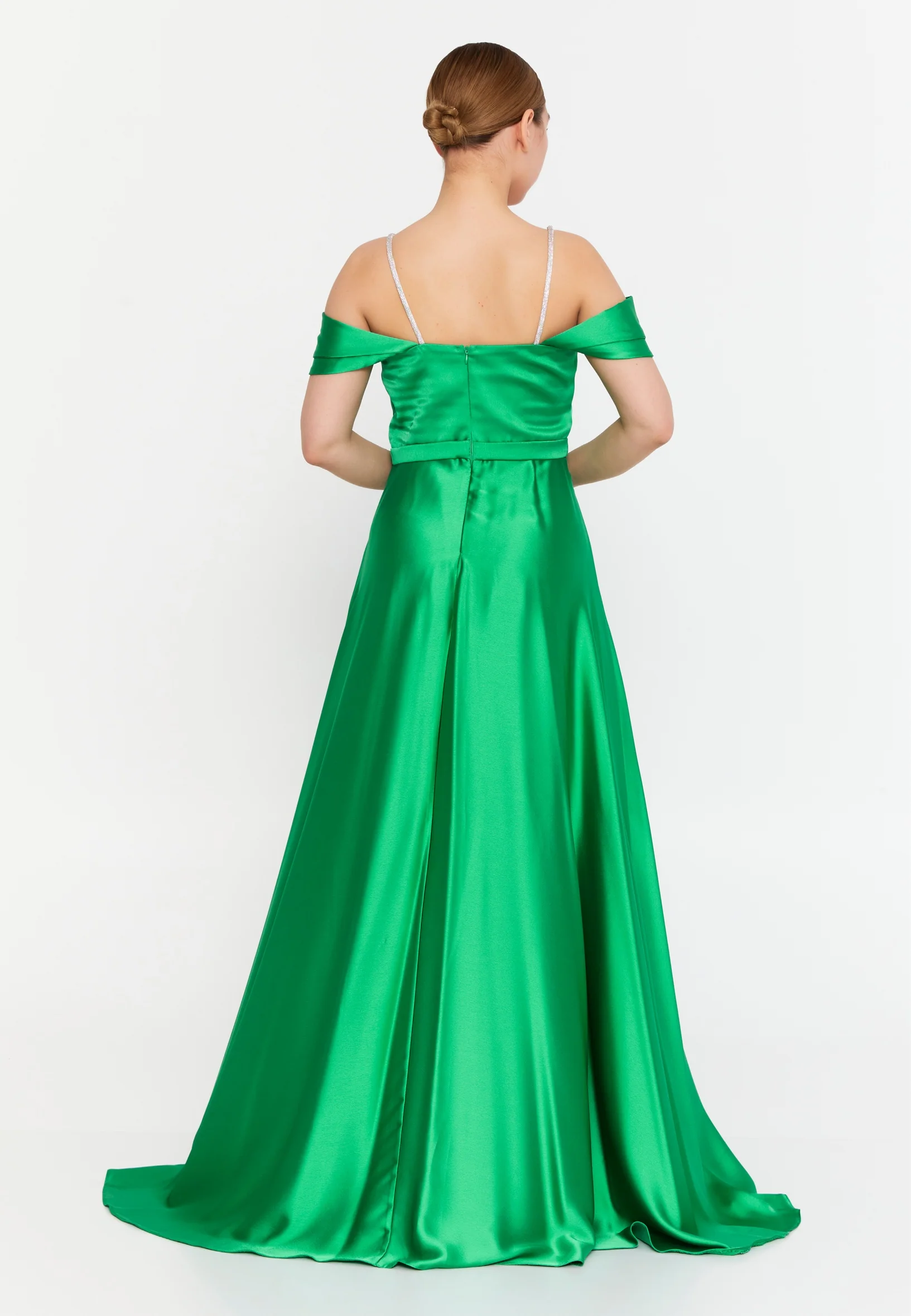 Sleeveless Maxi Satin Column Regular Wedding Guest Dress msp77327 - Image 2