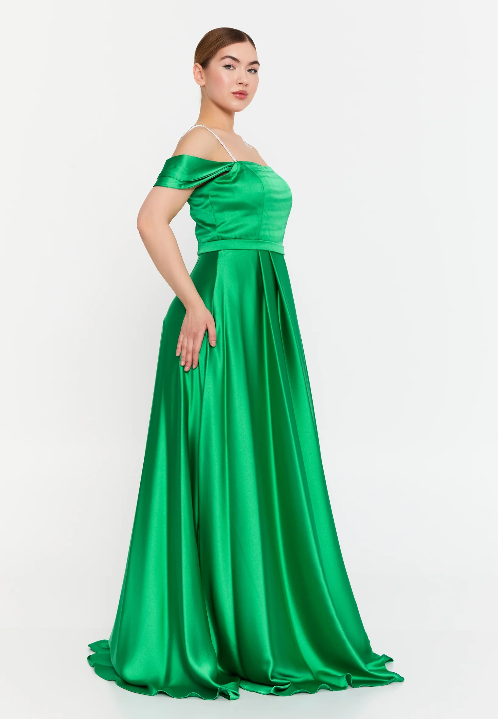 Sleeveless Maxi Satin Column Regular Wedding Guest Dress msp77327 - Image 3