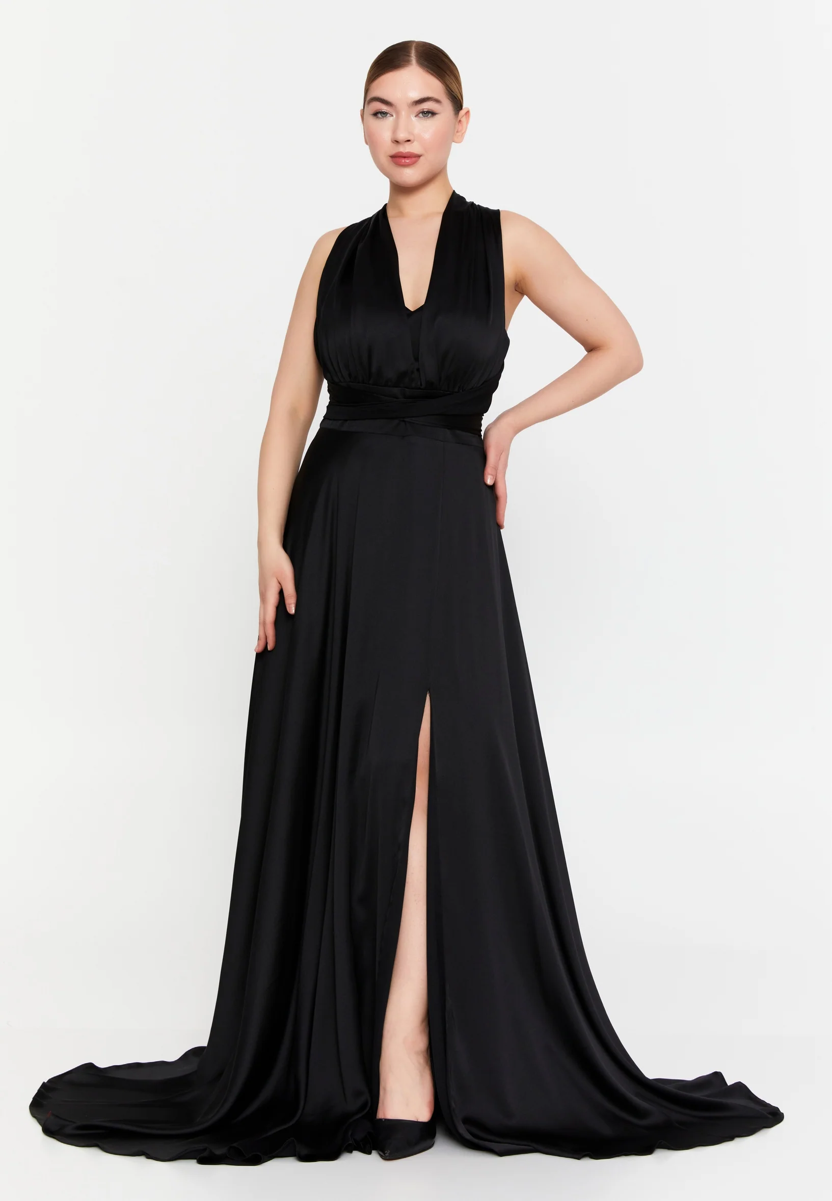 Sleeveless Maxi Satin Column Regular Wedding Guest Dress msp77377
