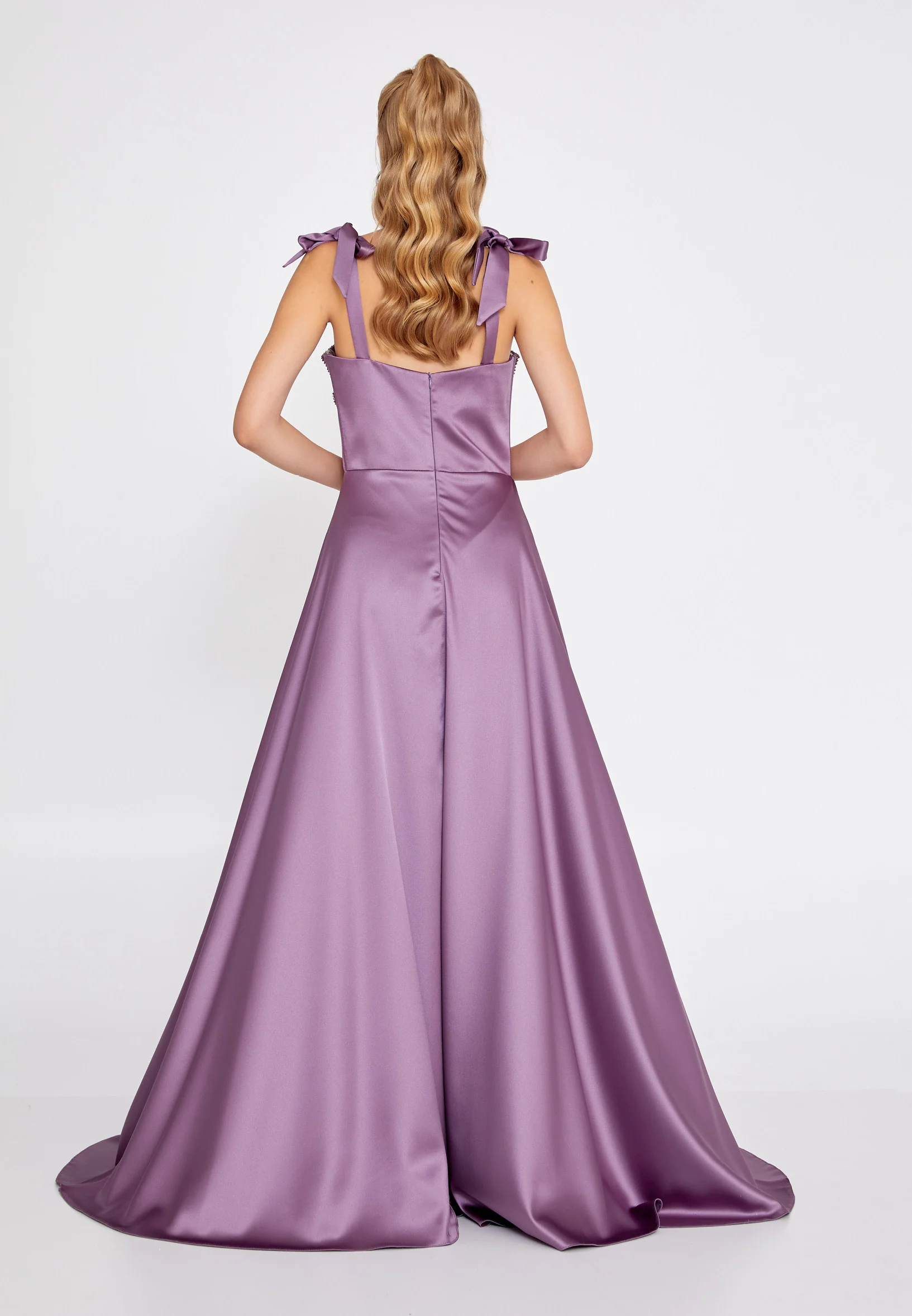 Sleeveless Maxi Satin Column Regular Wedding Guest Dress rmn3200 - Image 14