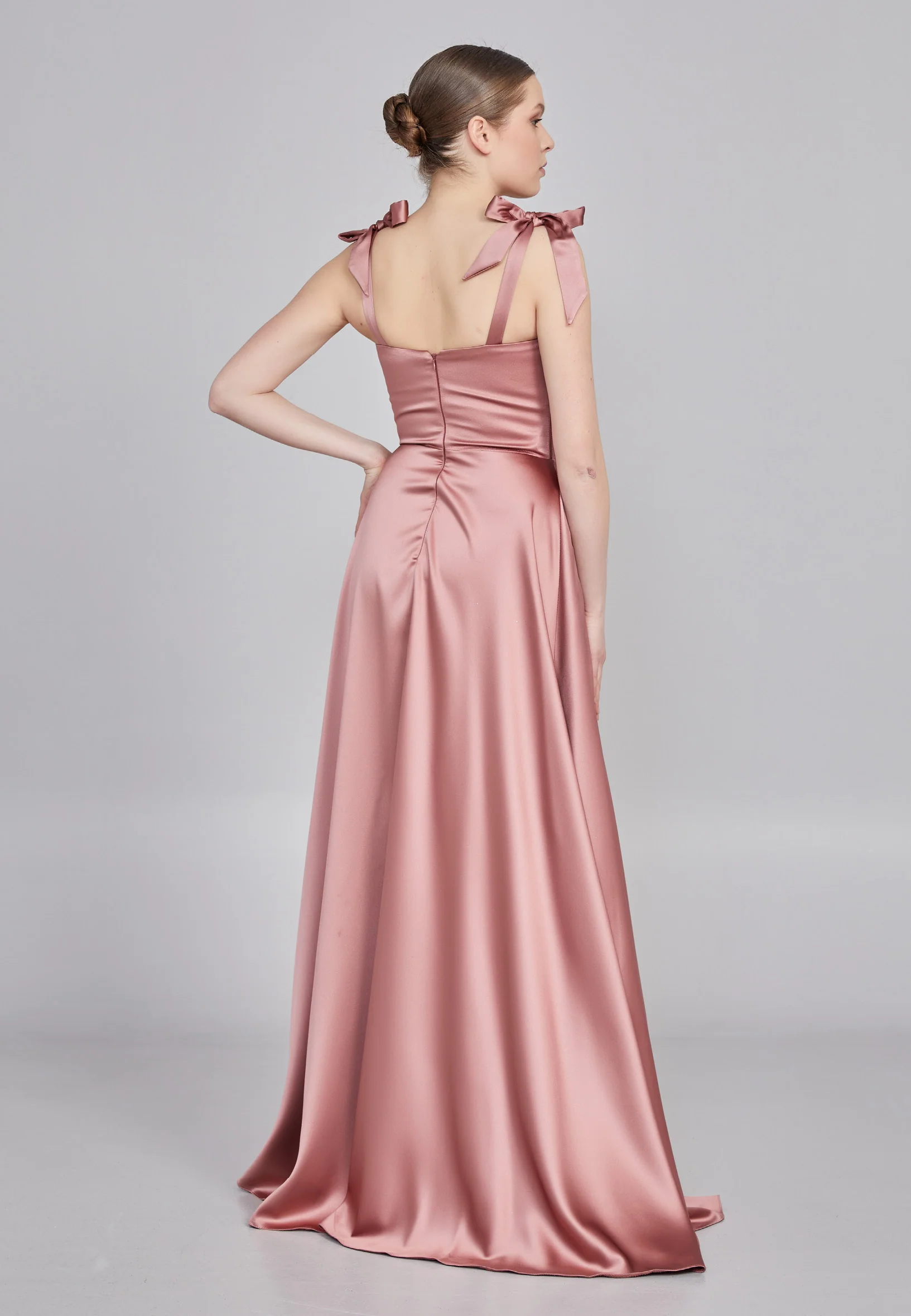 Sleeveless Maxi Satin Column Regular Wedding Guest Dress rmn3200 - Image 18