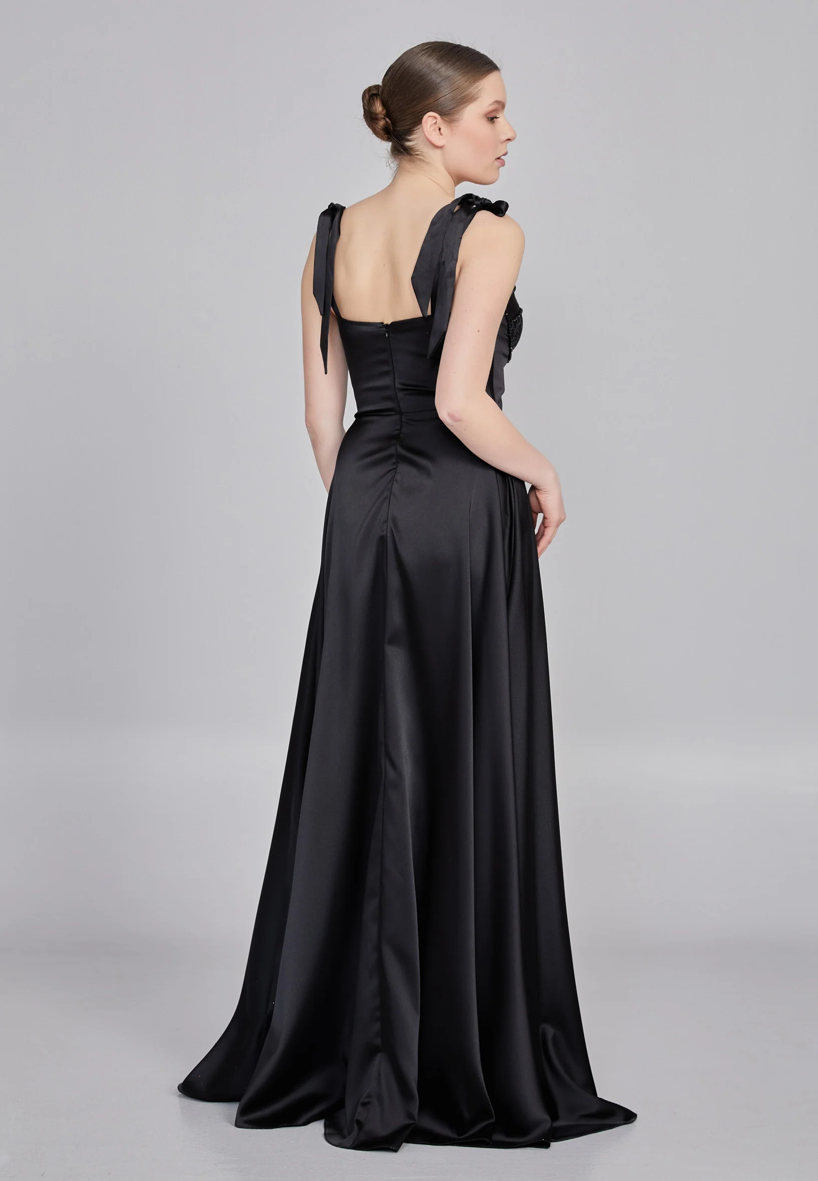 Sleeveless Maxi Satin Column Regular Wedding Guest Dress rmn3200 - Image 2