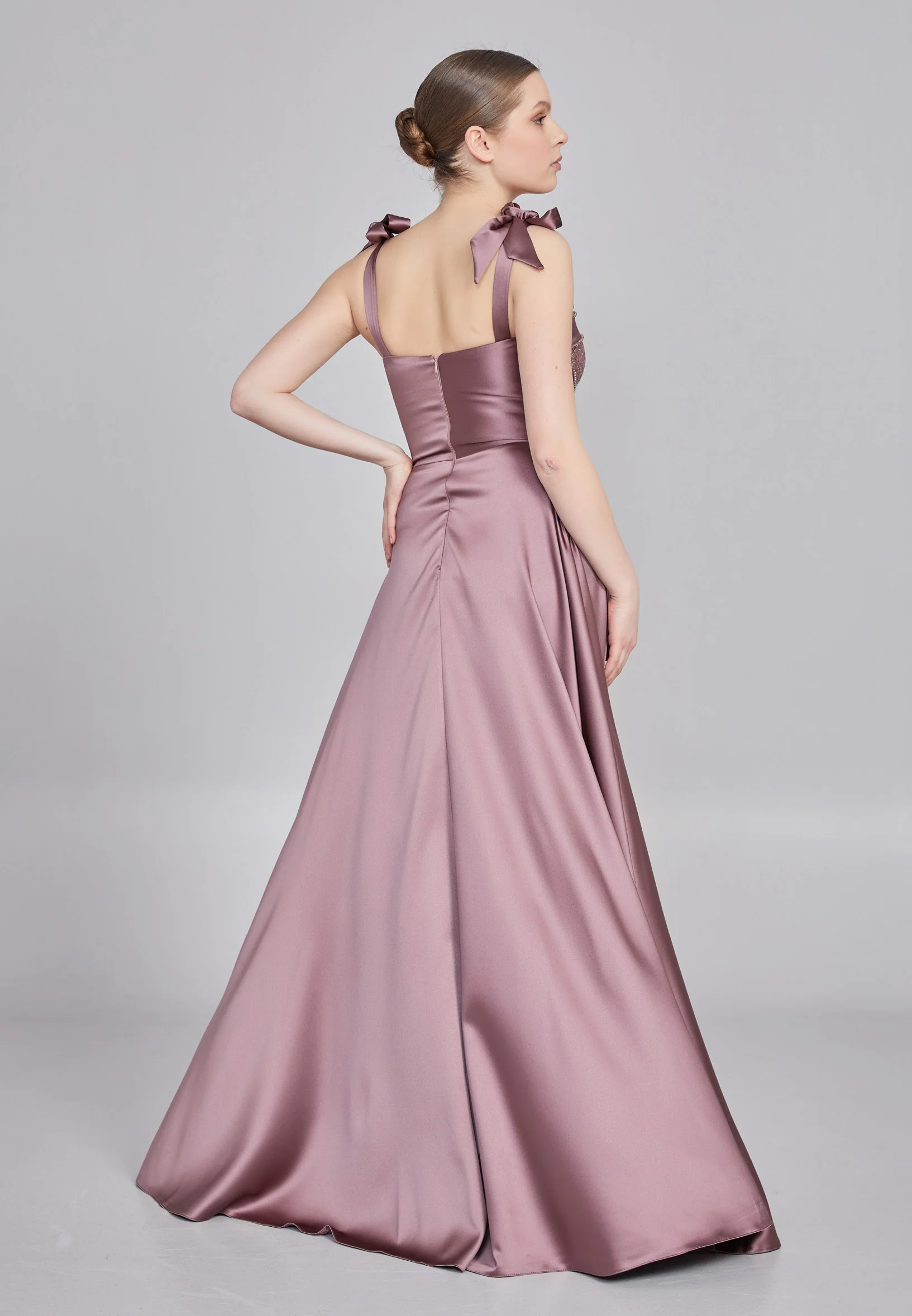 Sleeveless Maxi Satin Column Regular Wedding Guest Dress rmn3200 - Image 22