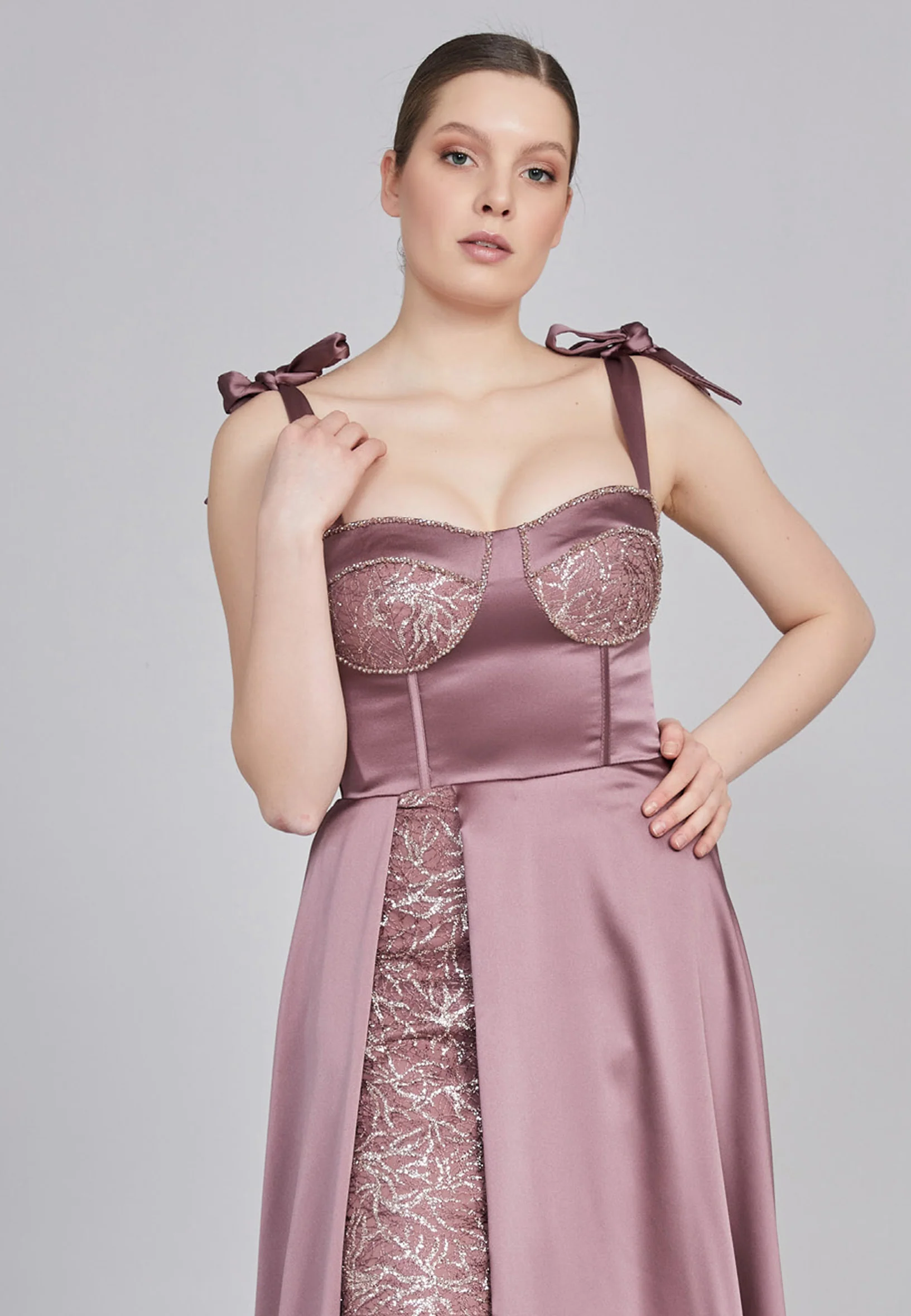 Sleeveless Maxi Satin Column Regular Wedding Guest Dress rmn3200 - Image 24
