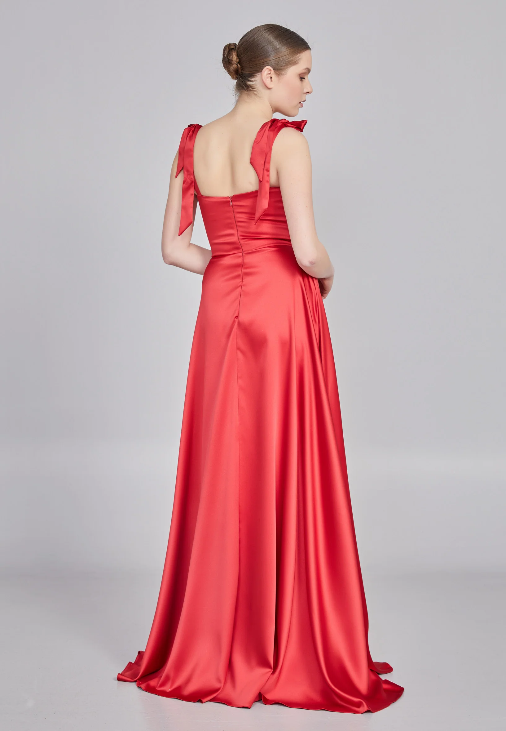 Sleeveless Maxi Satin Column Regular Wedding Guest Dress rmn3200 - Image 26