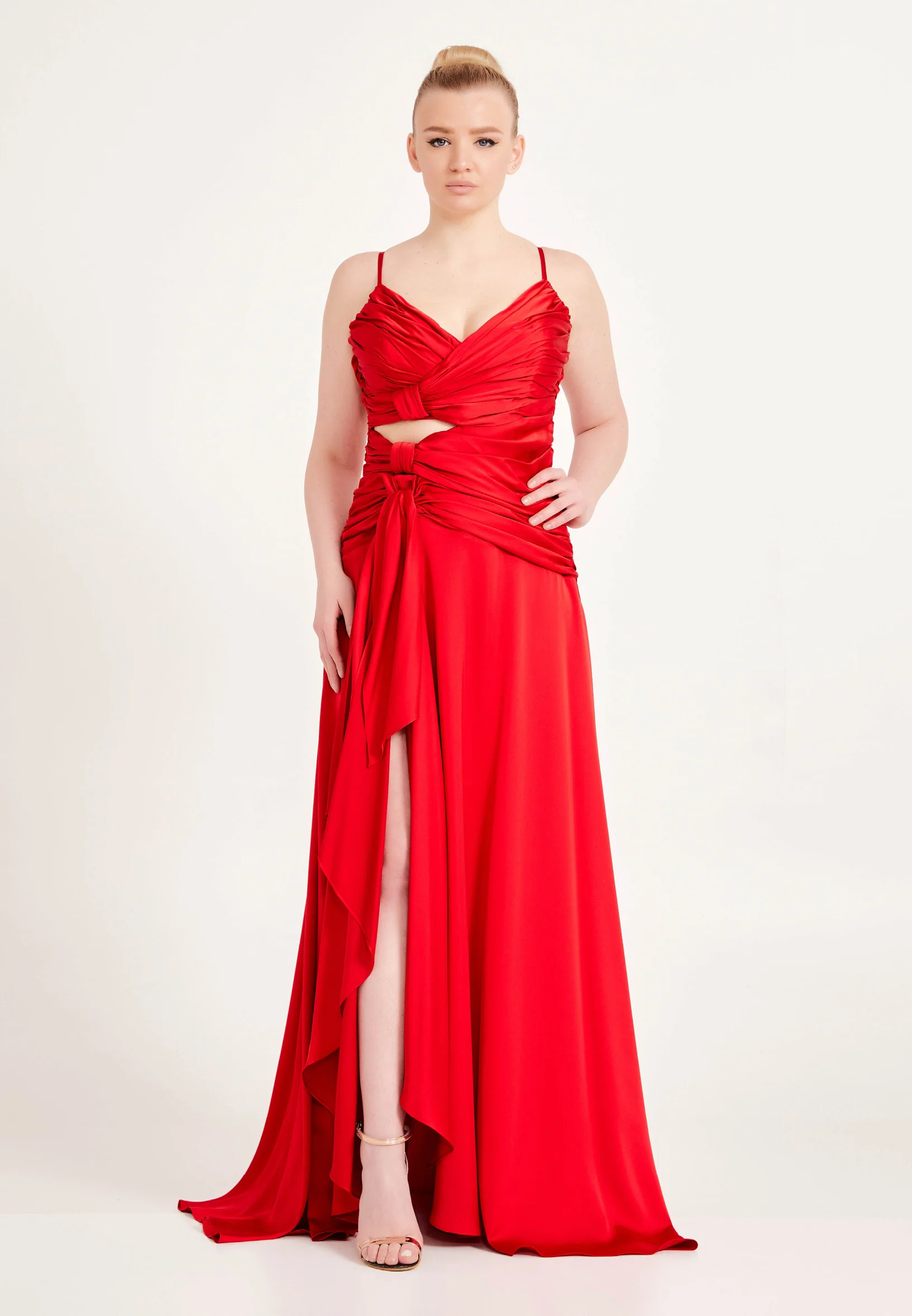 Sleeveless Maxi Satin Column Regular Wedding Guest Dress ses2507 - Image 13