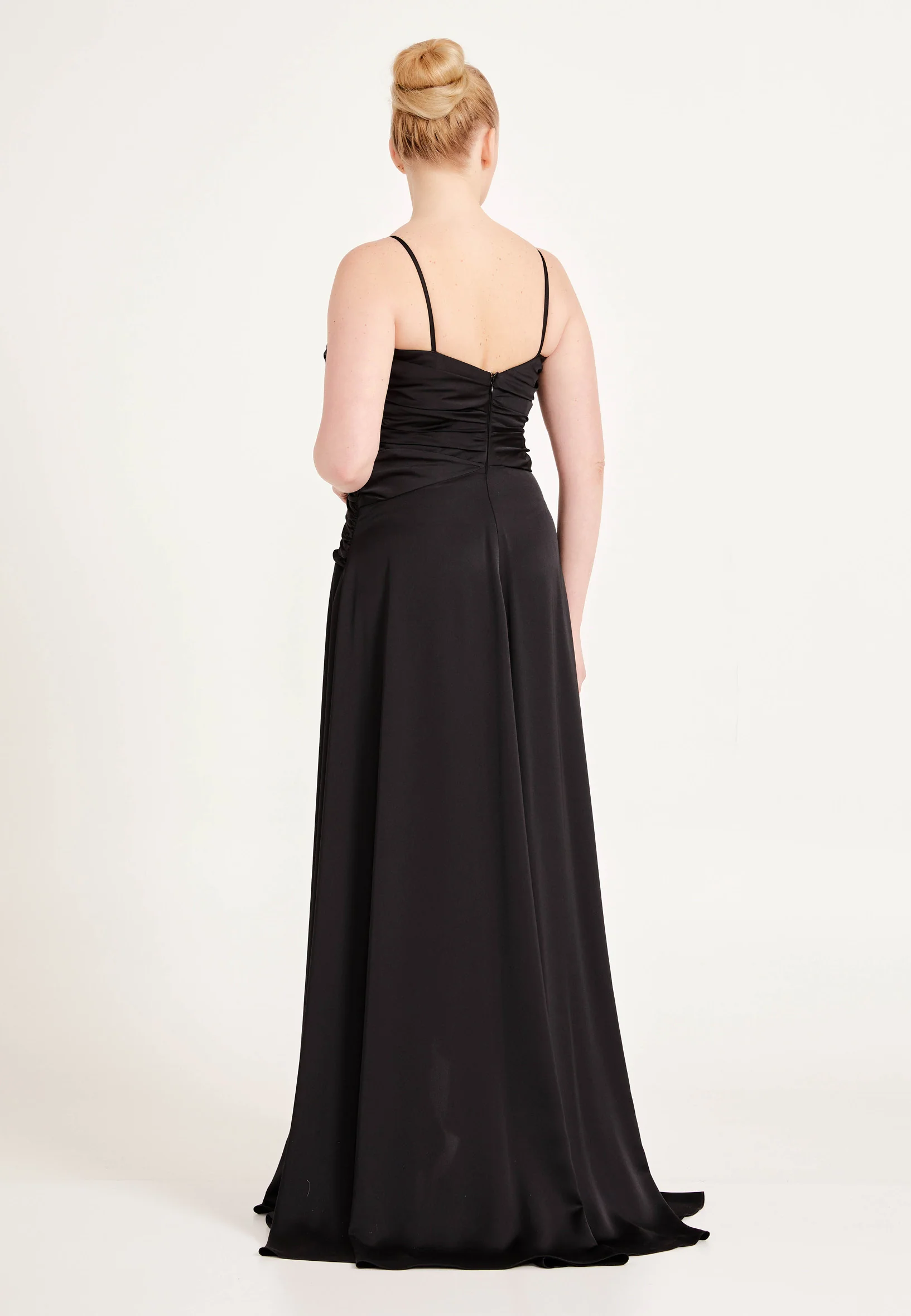 Sleeveless Maxi Satin Column Regular Wedding Guest Dress ses2507 - Image 2