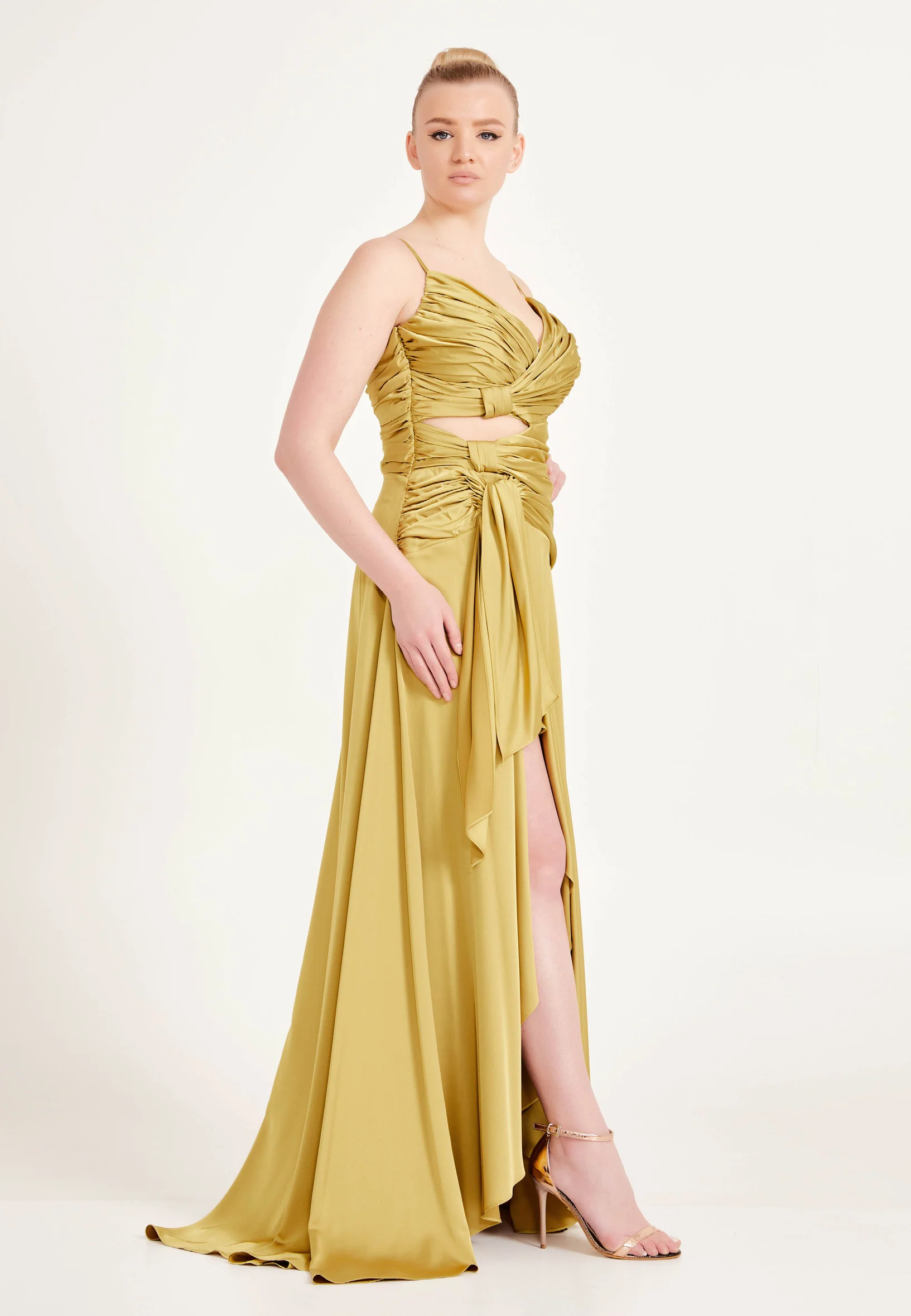 Sleeveless Maxi Satin Column Regular Wedding Guest Dress ses2507 - Image 7