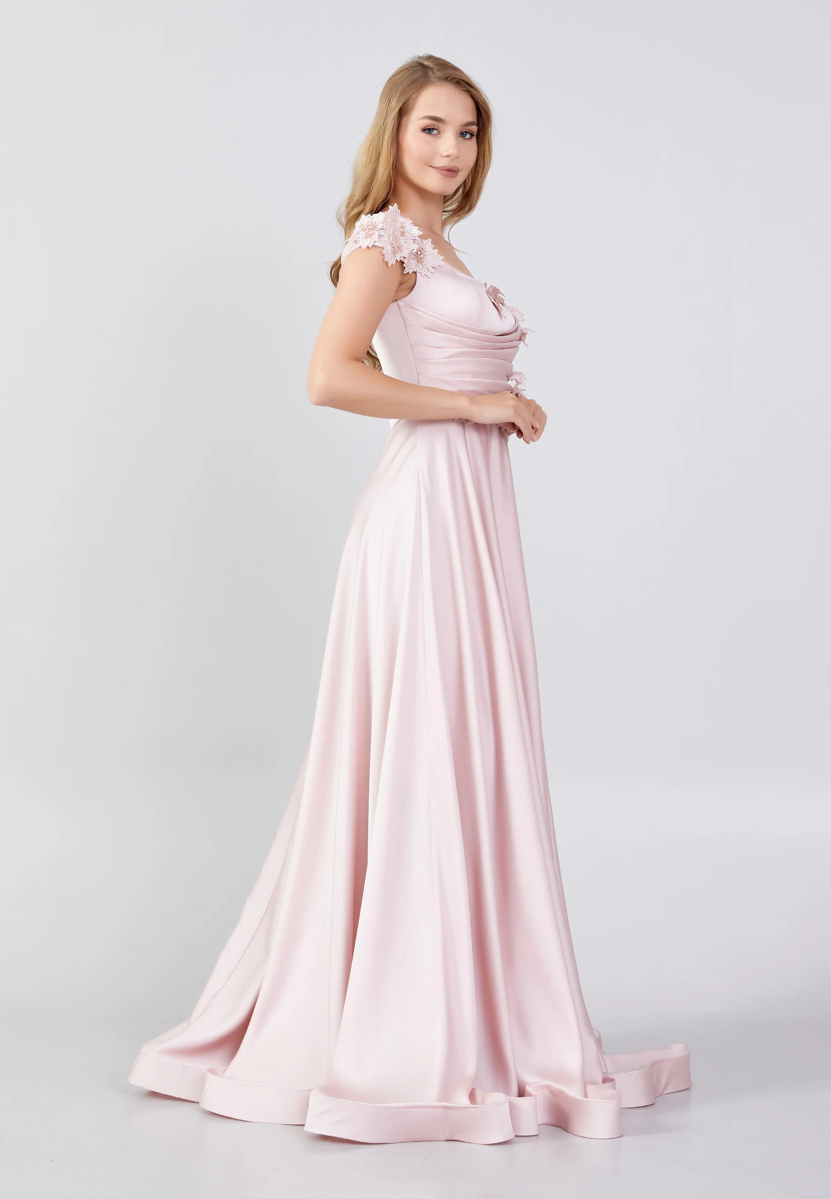 Sleeveless Maxi Satin Column Regular Wedding Guest Dress swr5167 - Image 3