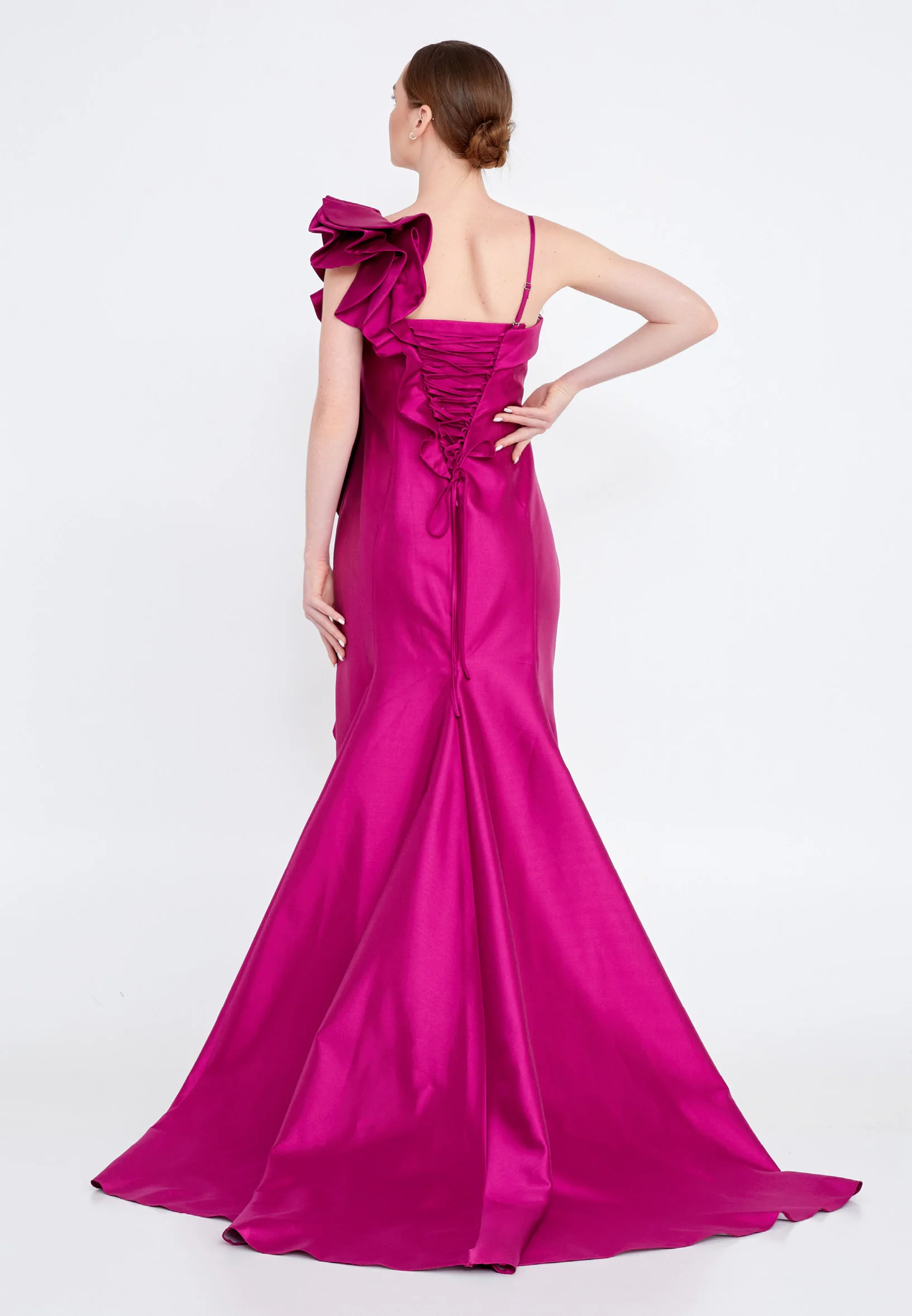 Sleeveless Maxi Satin Fit & Flare Regular Evening Dress knz3073 - Image 14