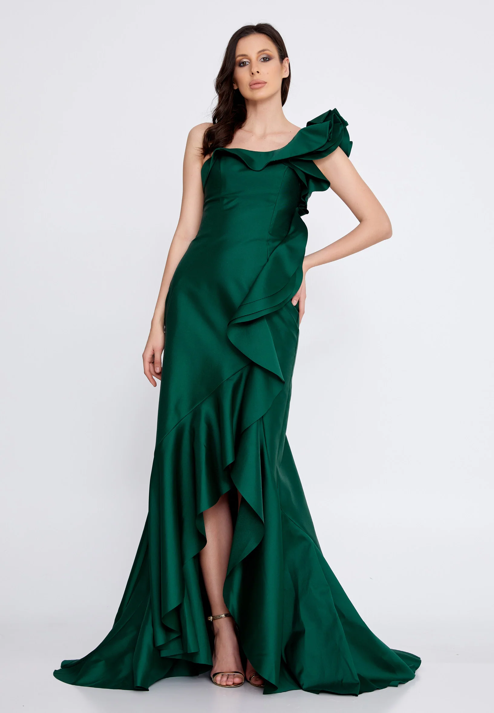 Sleeveless Maxi Satin Fit & Flare Regular Evening Dress knz3073 - Image 17