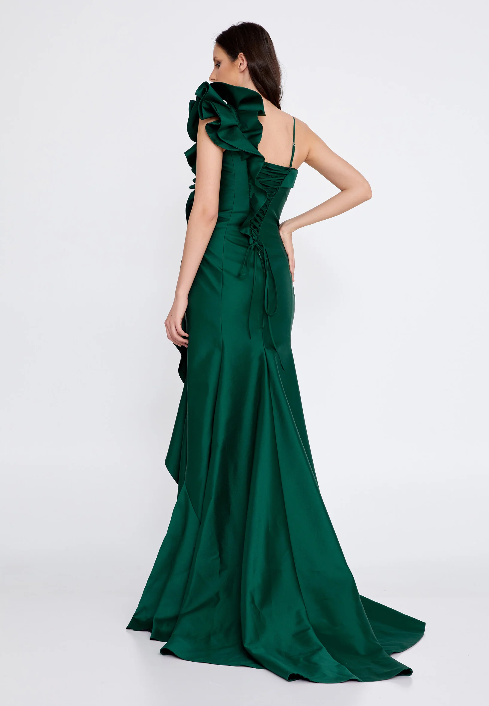 Sleeveless Maxi Satin Fit & Flare Regular Evening Dress knz3073 - Image 18