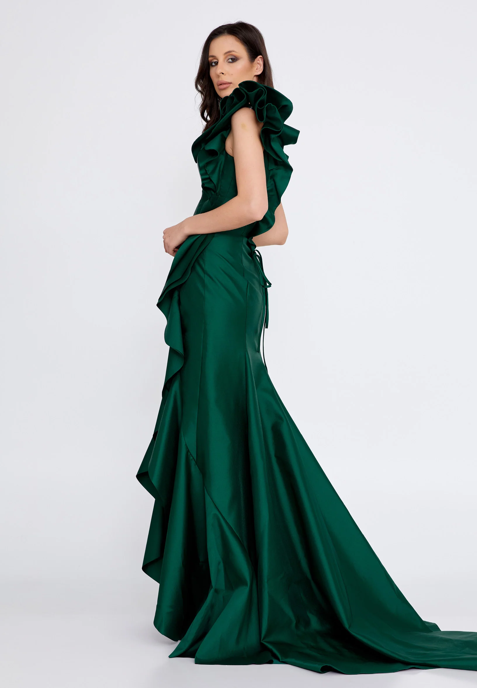 Sleeveless Maxi Satin Fit & Flare Regular Evening Dress knz3073 - Image 19