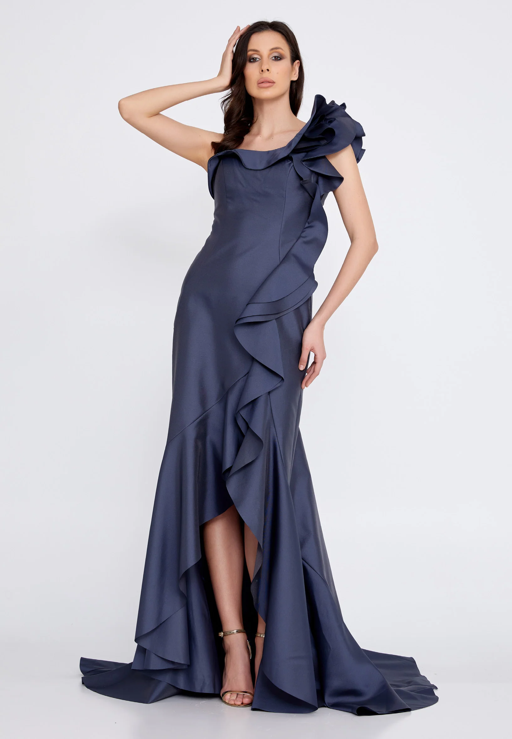 Sleeveless Maxi Satin Fit & Flare Regular Evening Dress knz3073 - Image 21
