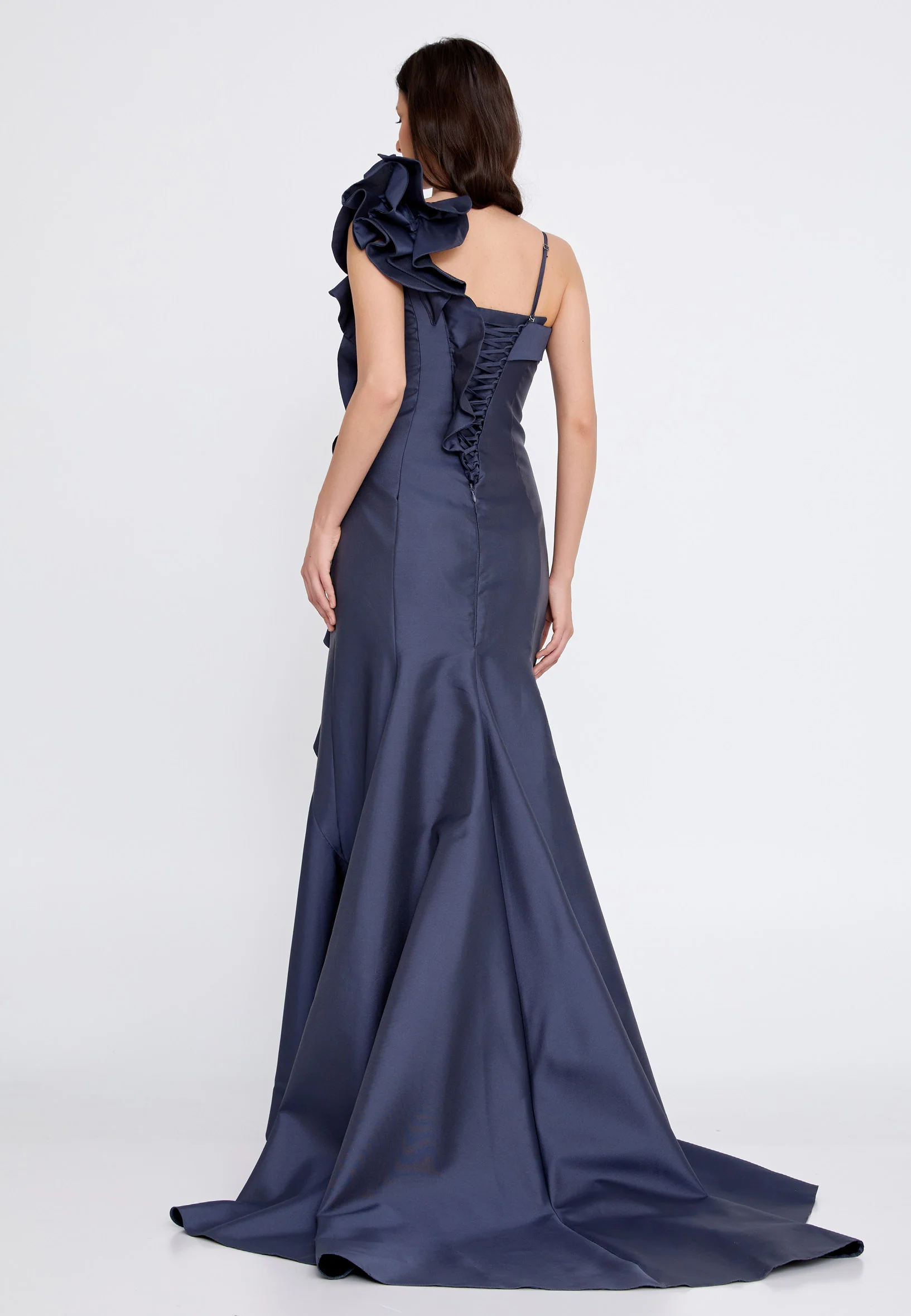 Sleeveless Maxi Satin Fit & Flare Regular Evening Dress knz3073 - Image 22