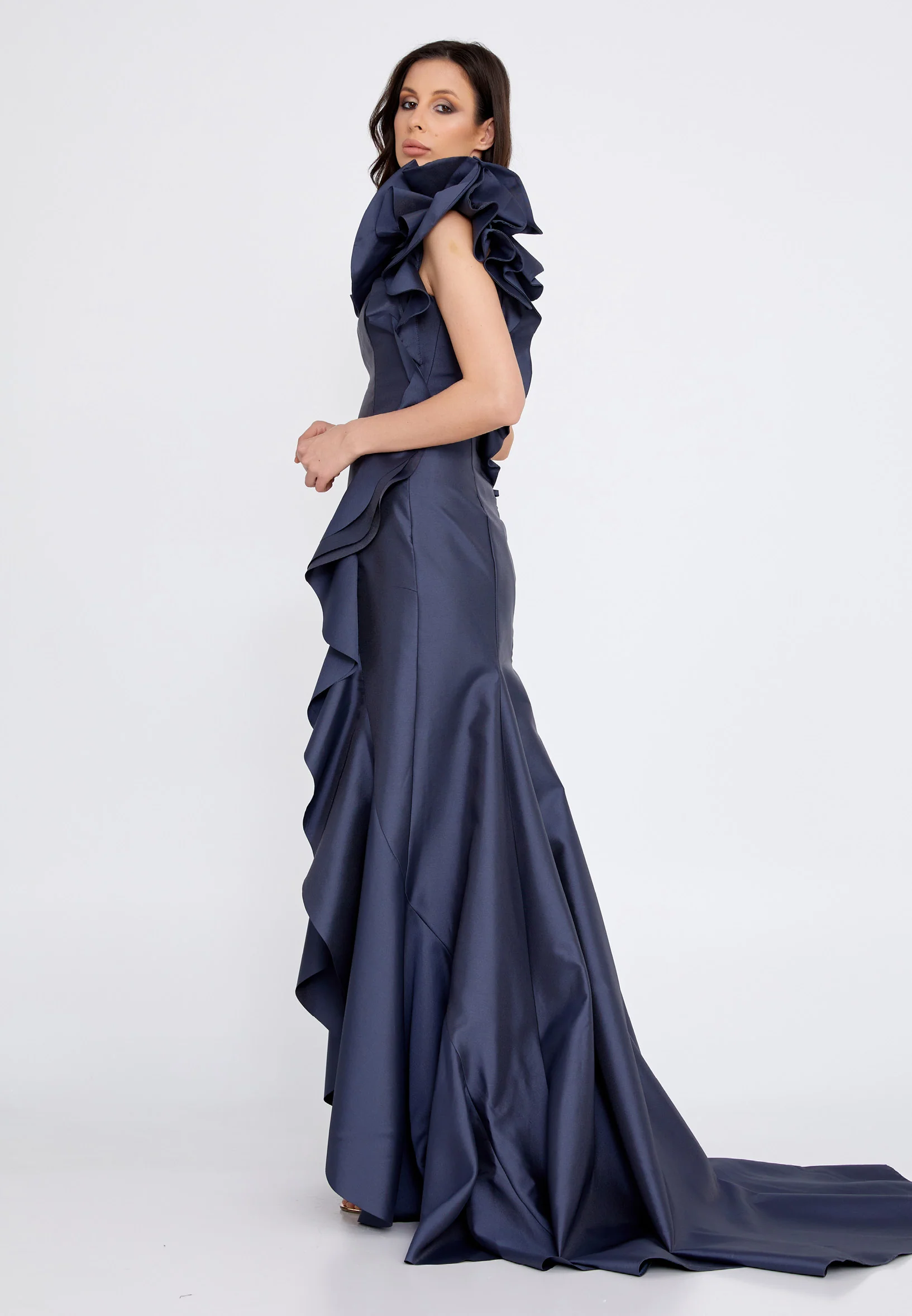 Sleeveless Maxi Satin Fit & Flare Regular Evening Dress knz3073 - Image 23