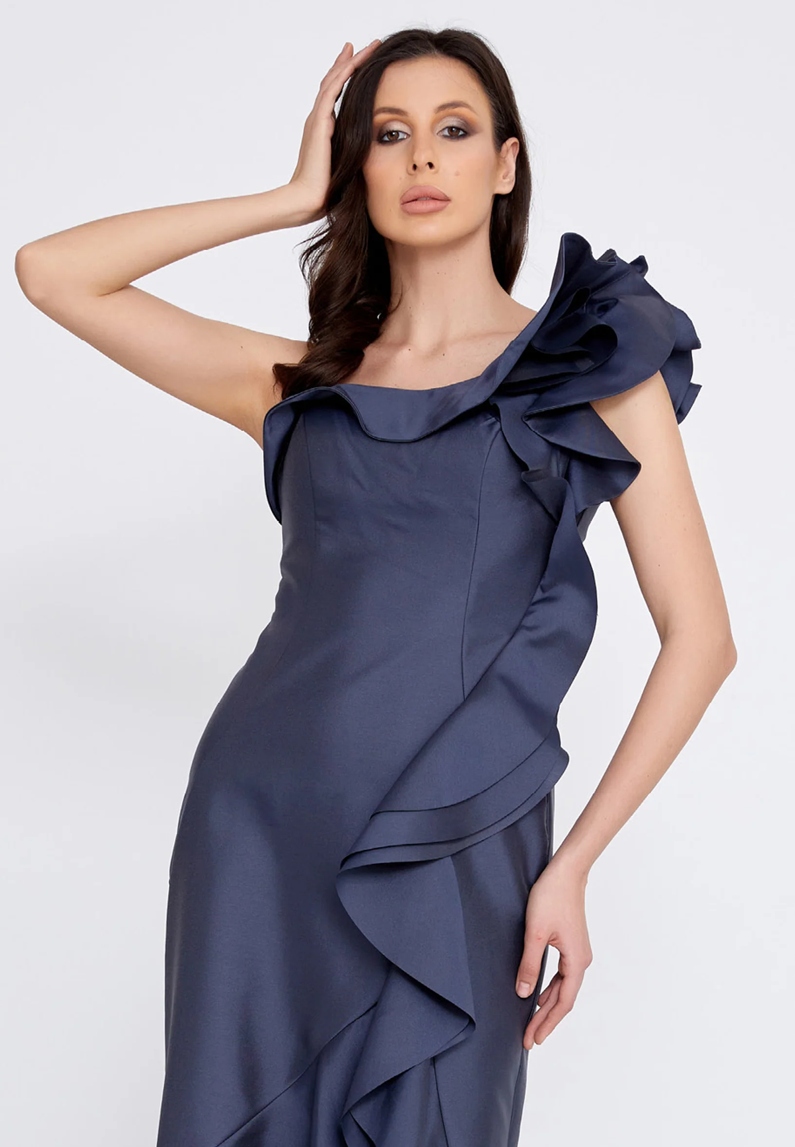 Sleeveless Maxi Satin Fit & Flare Regular Evening Dress knz3073 - Image 24