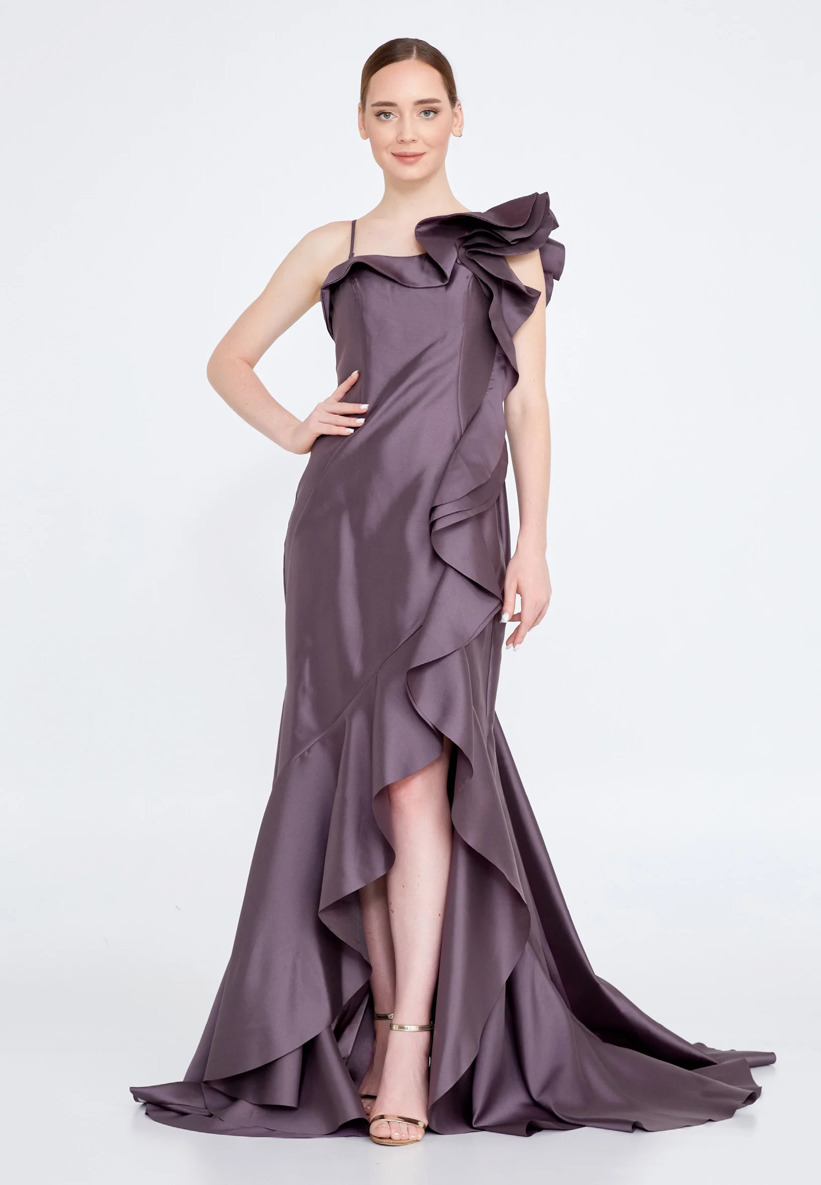 Sleeveless Maxi Satin Fit & Flare Regular Evening Dress knz3073 - Image 25