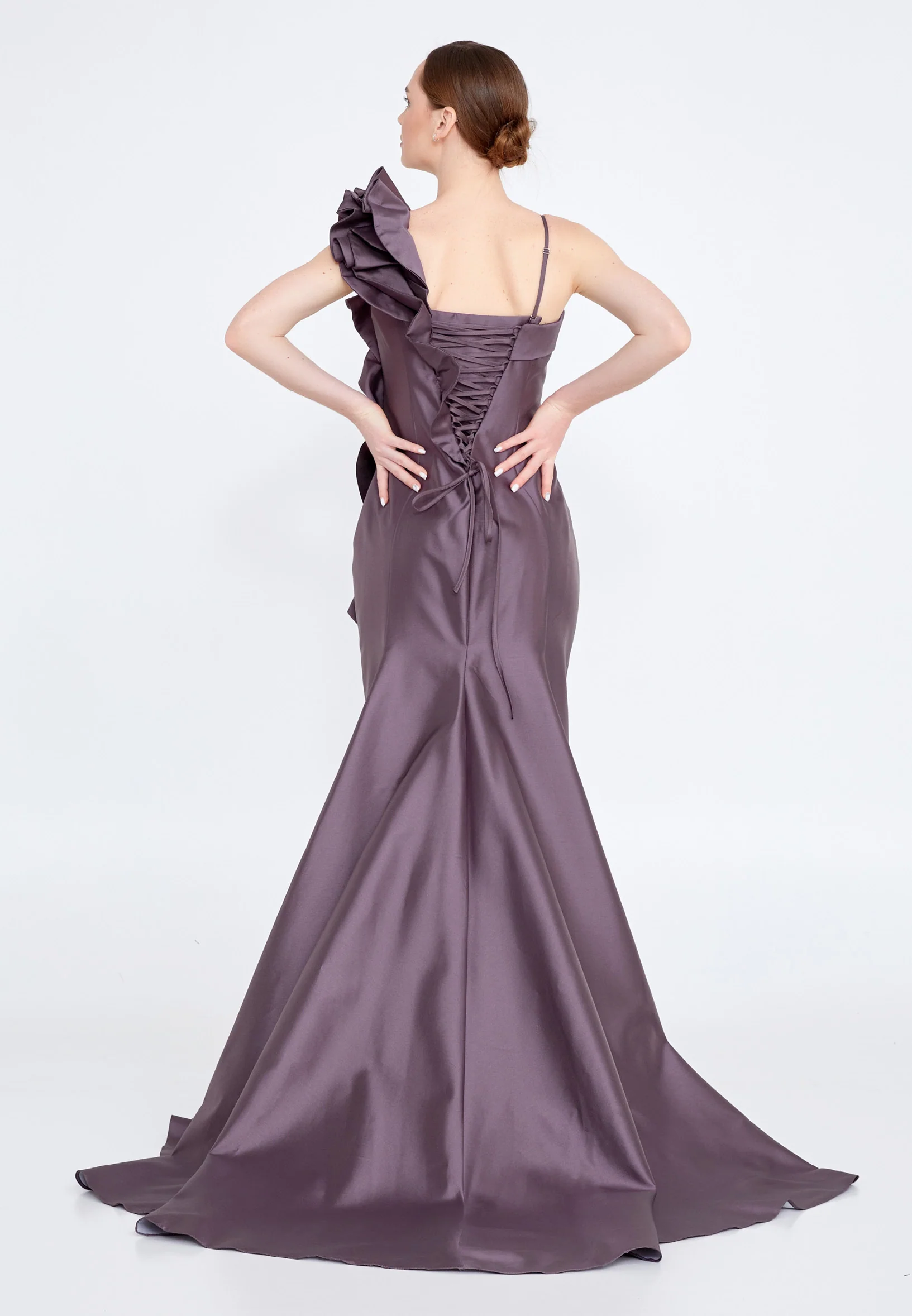 Sleeveless Maxi Satin Fit & Flare Regular Evening Dress knz3073 - Image 26