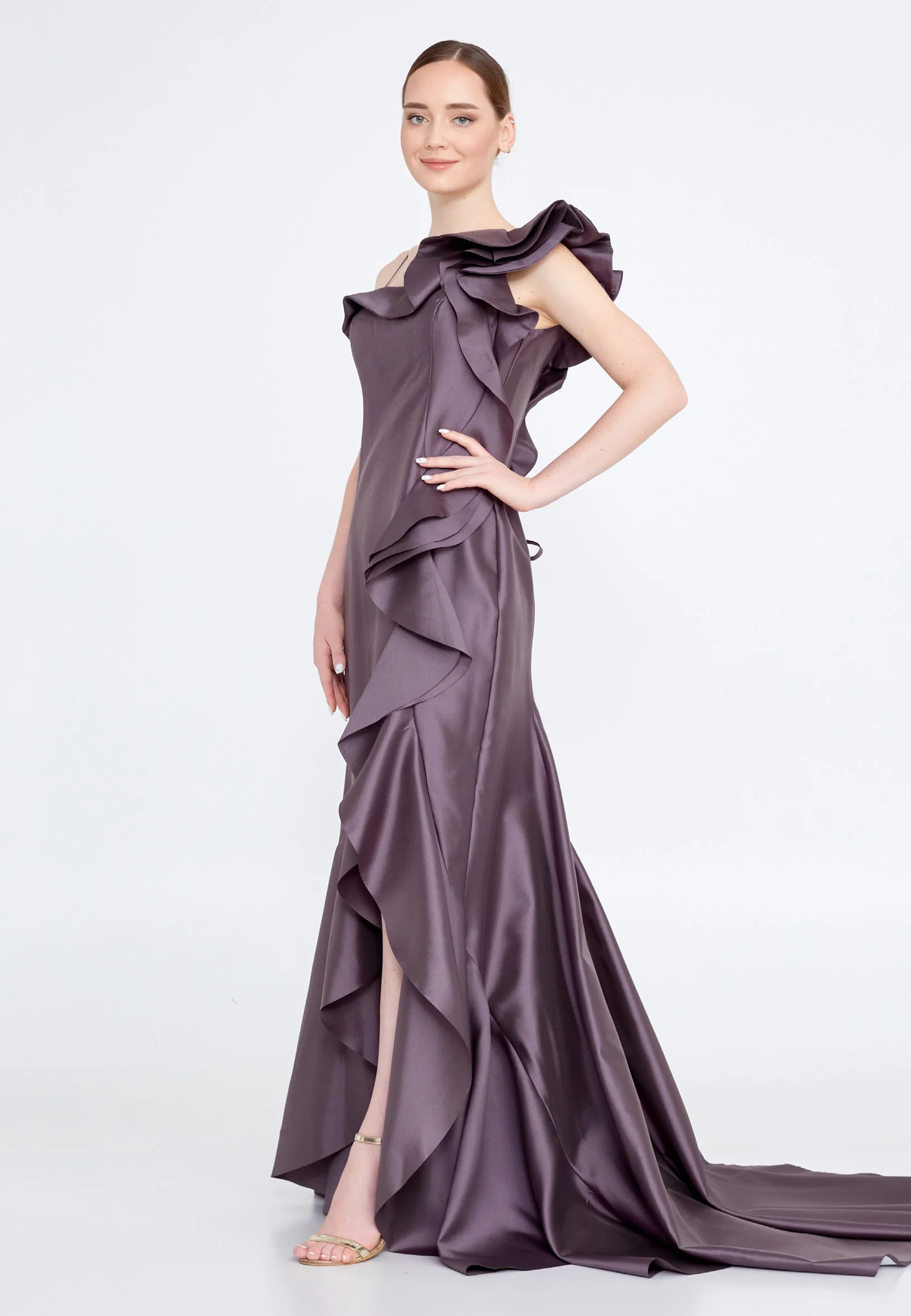 Sleeveless Maxi Satin Fit & Flare Regular Evening Dress knz3073 - Image 27