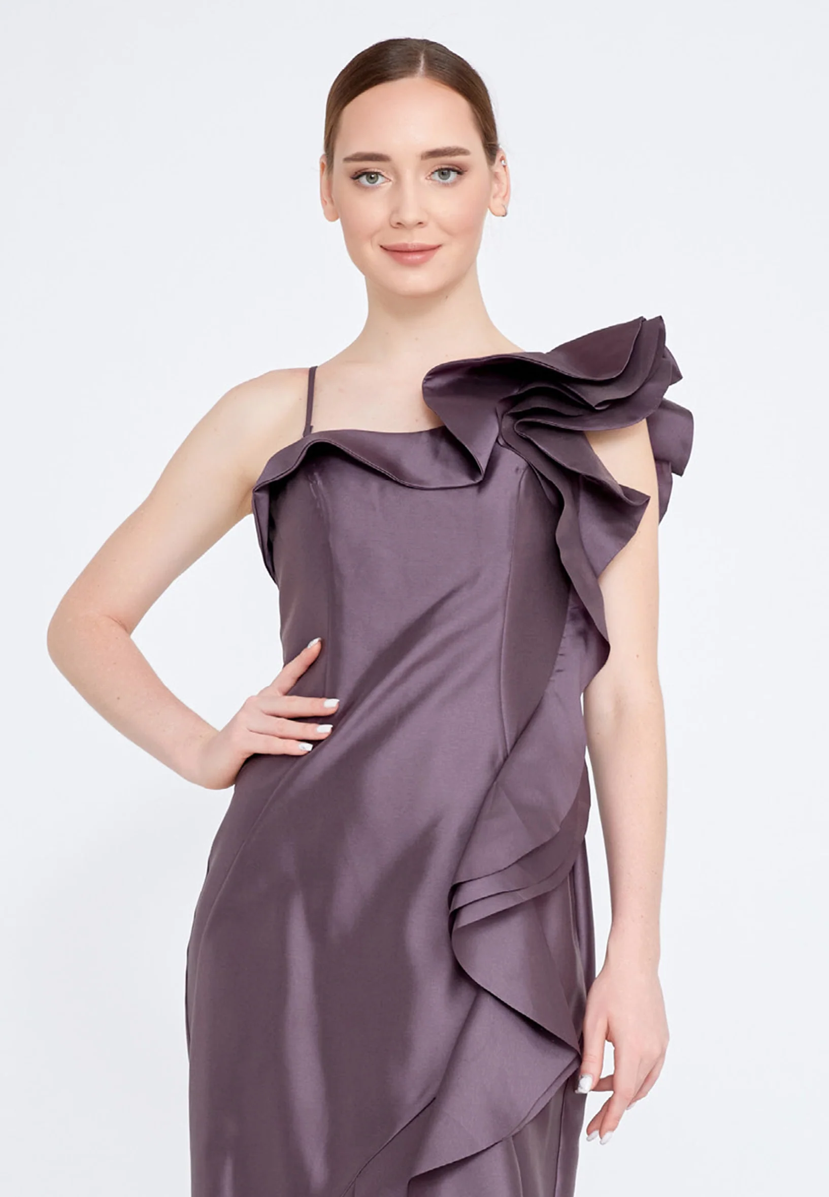 Sleeveless Maxi Satin Fit & Flare Regular Evening Dress knz3073 - Image 28