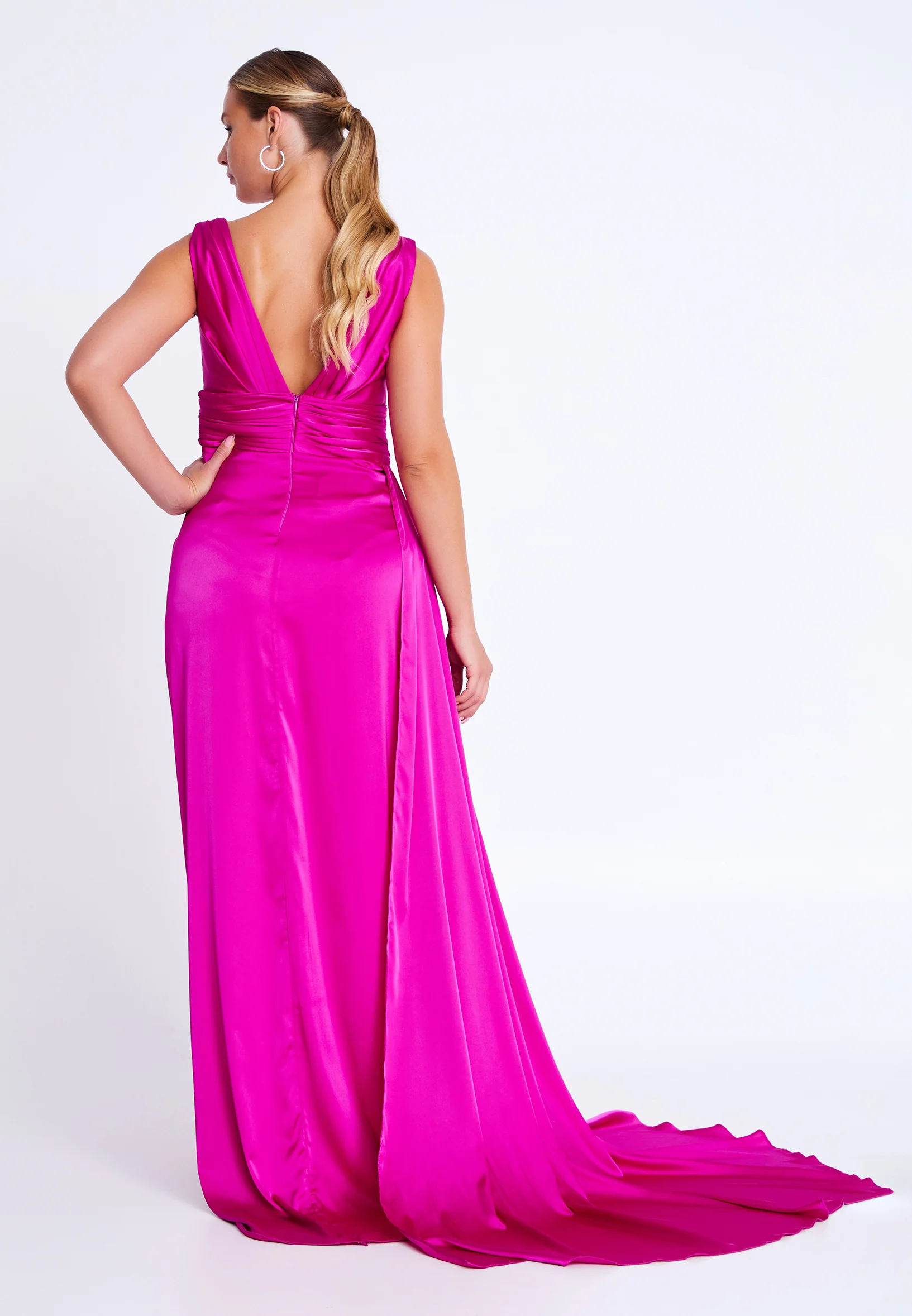 Sleeveless Maxi Satin Mermaid Plus Size Evening Dress aln1526-b - Image 2