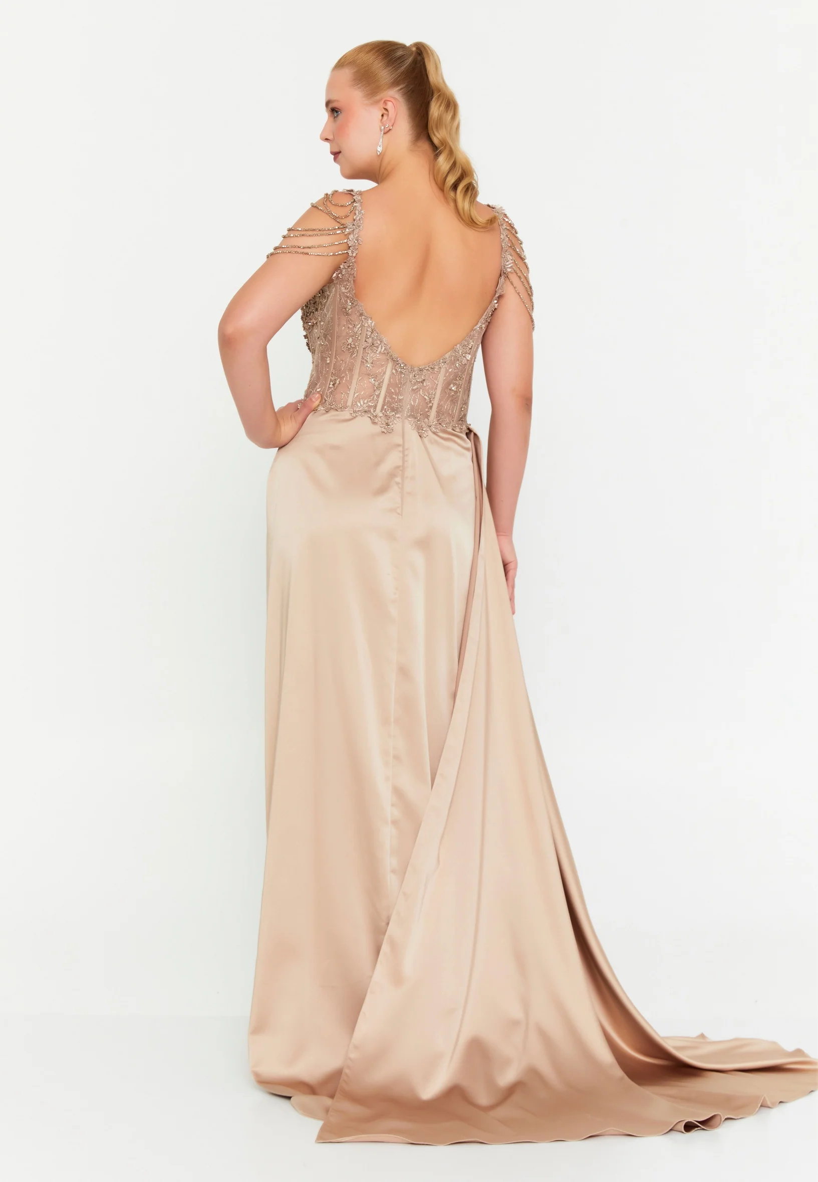 Sleeveless Maxi Satin Mermaid Plus Size Wedding Guest Dress aln01508 - Image 10