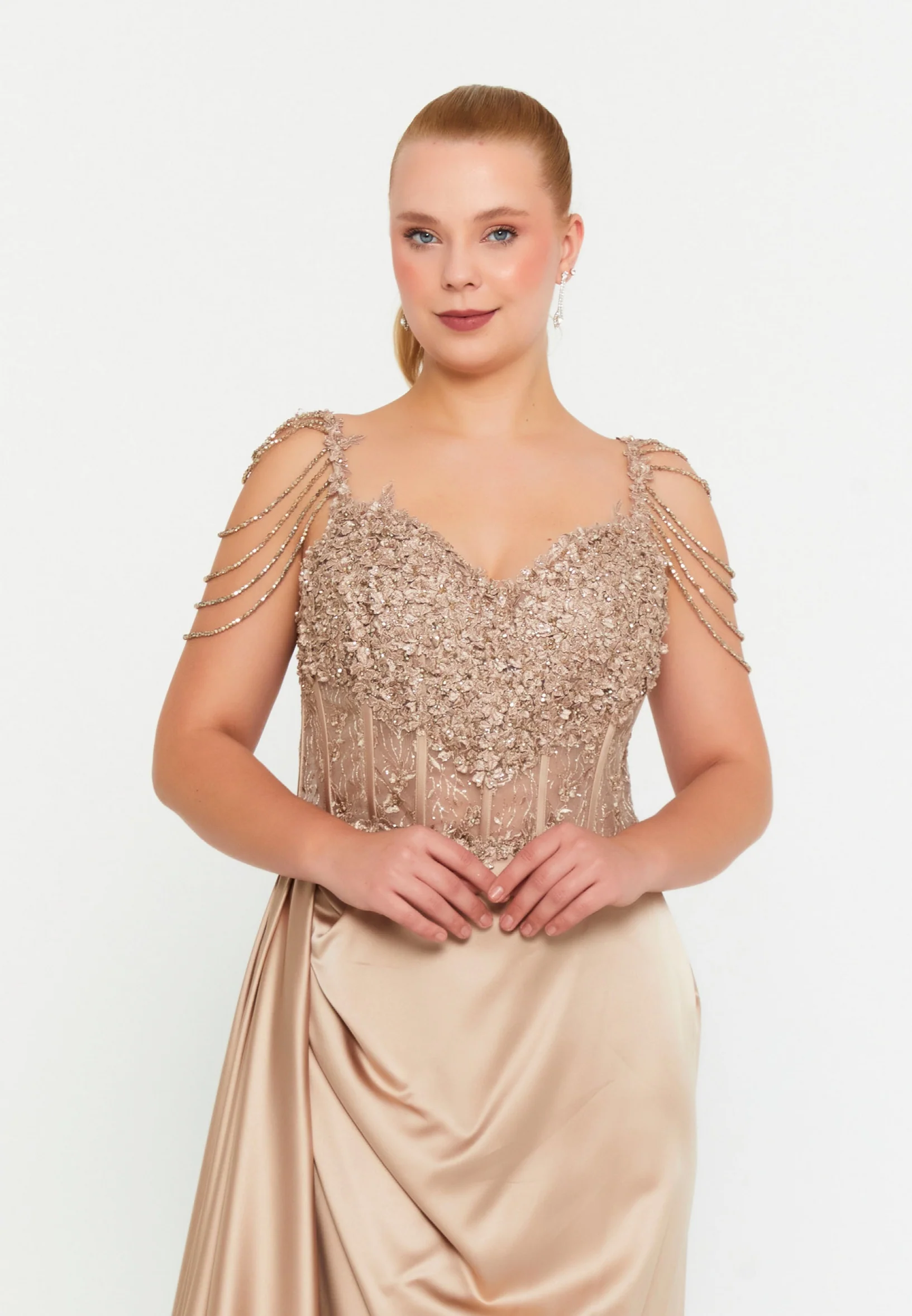 Sleeveless Maxi Satin Mermaid Plus Size Wedding Guest Dress aln01508 - Image 12