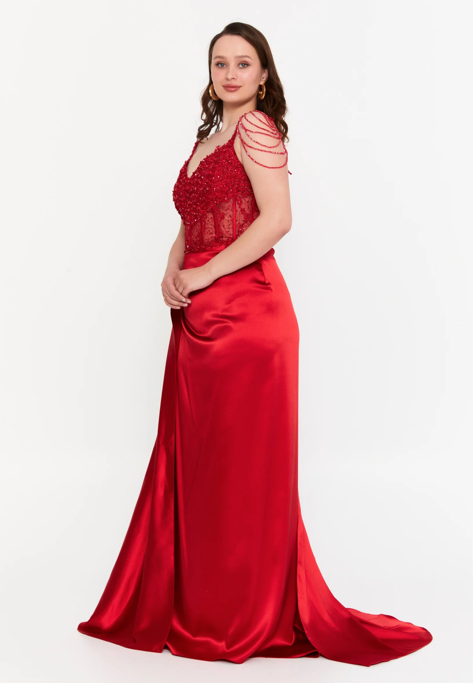 Sleeveless Maxi Satin Mermaid Plus Size Wedding Guest Dress aln01508 - Image 15