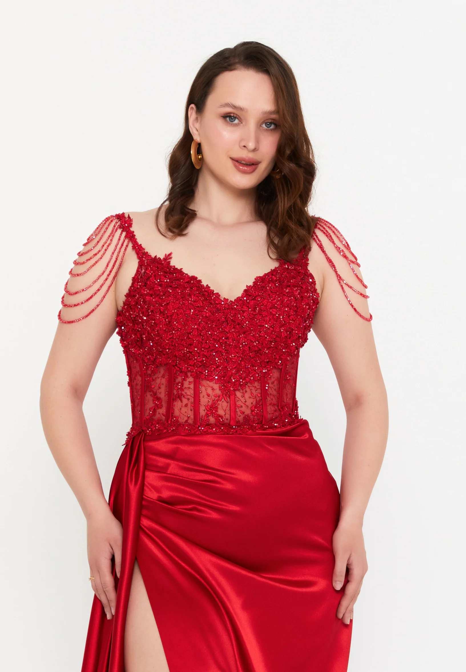 Sleeveless Maxi Satin Mermaid Plus Size Wedding Guest Dress aln01508 - Image 16