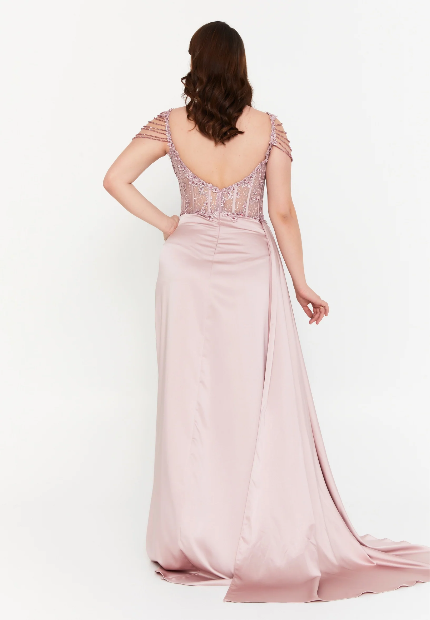 Sleeveless Maxi Satin Mermaid Plus Size Wedding Guest Dress aln01508 - Image 6