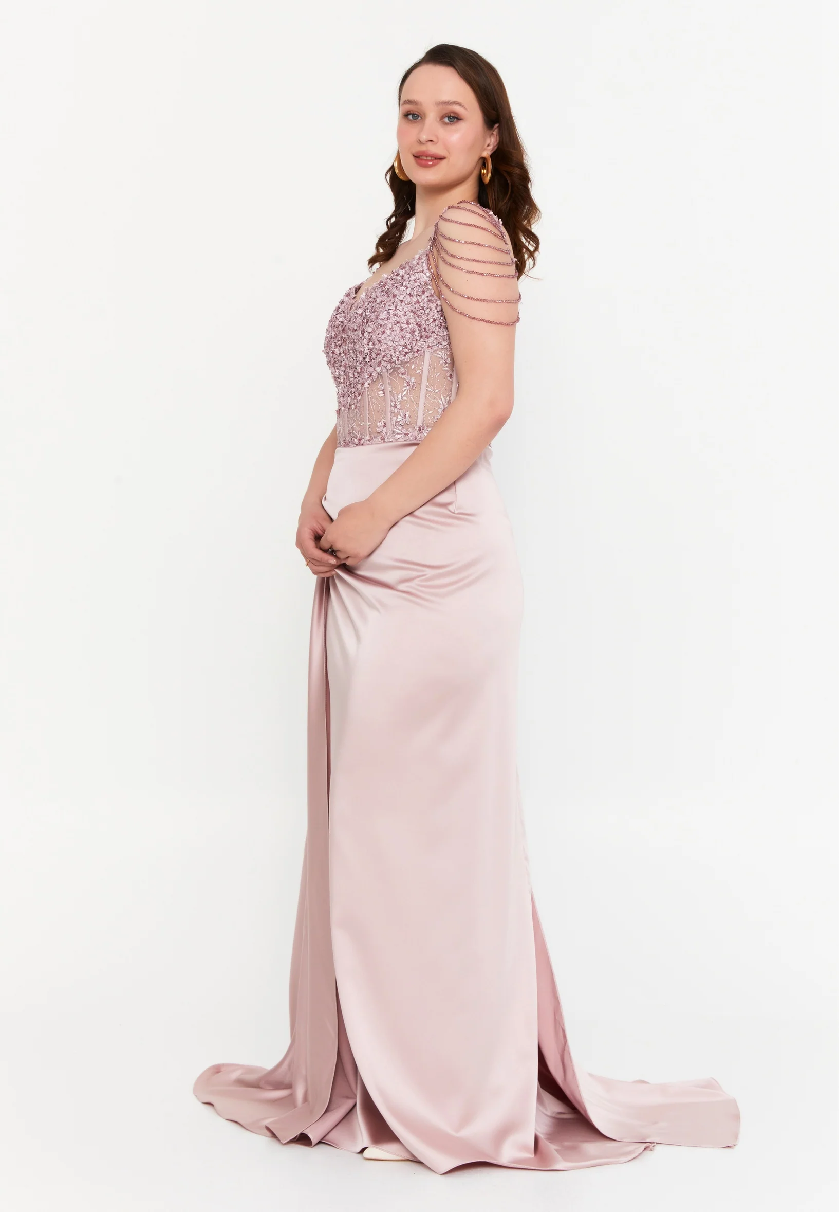 Sleeveless Maxi Satin Mermaid Plus Size Wedding Guest Dress aln01508 - Image 7