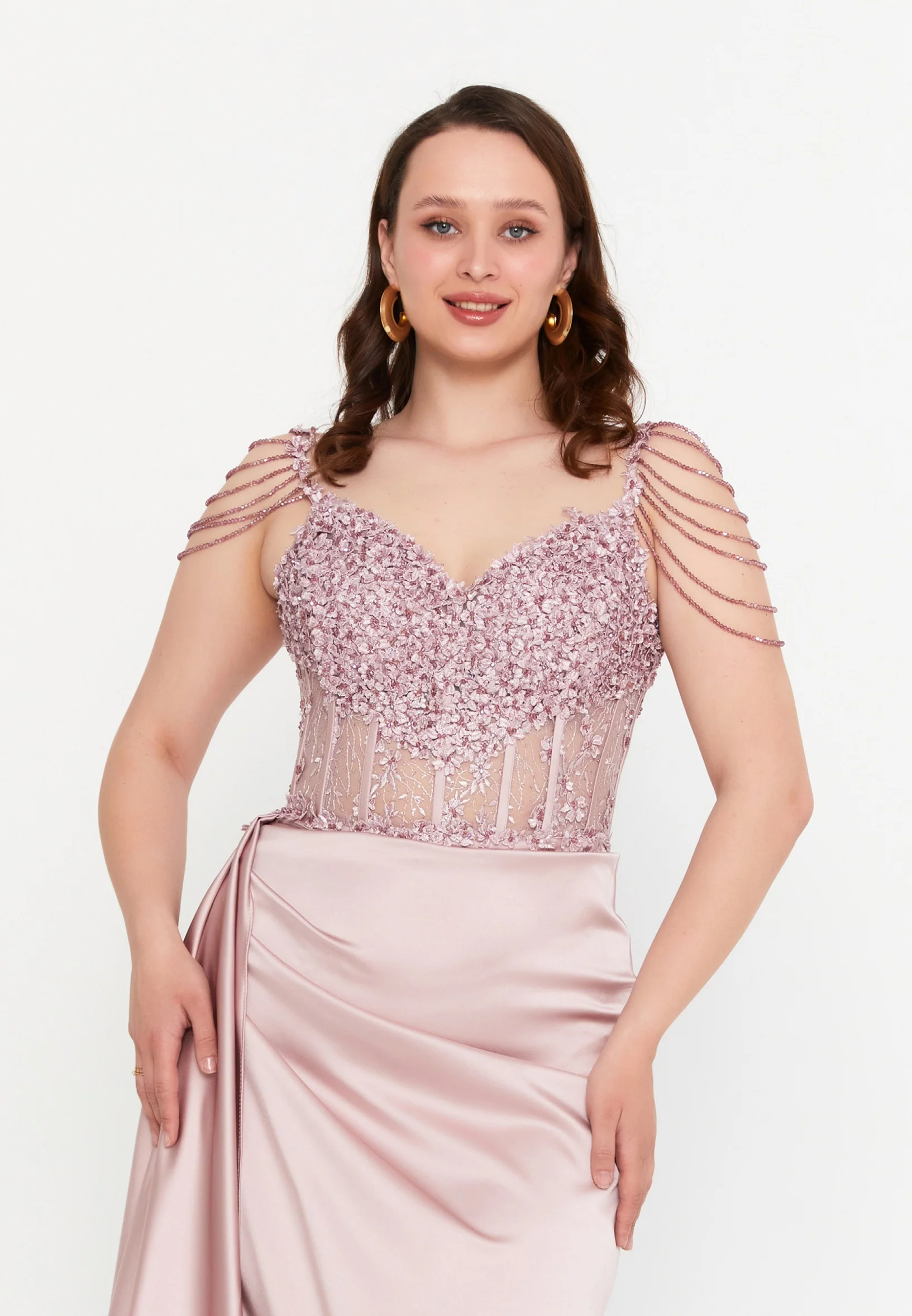 Sleeveless Maxi Satin Mermaid Plus Size Wedding Guest Dress aln01508 - Image 8
