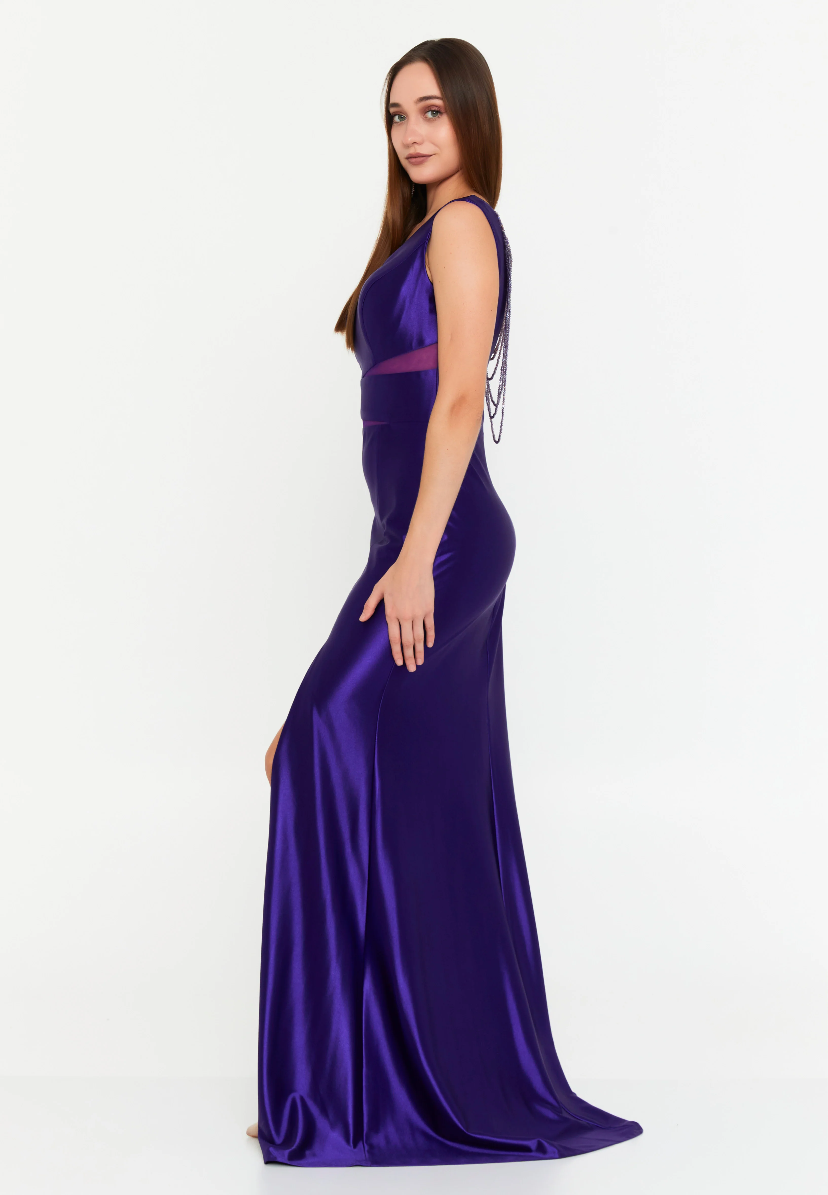 Sleeveless Maxi Satin Mermaid Regular Evening Dress msp77330 - Image 11