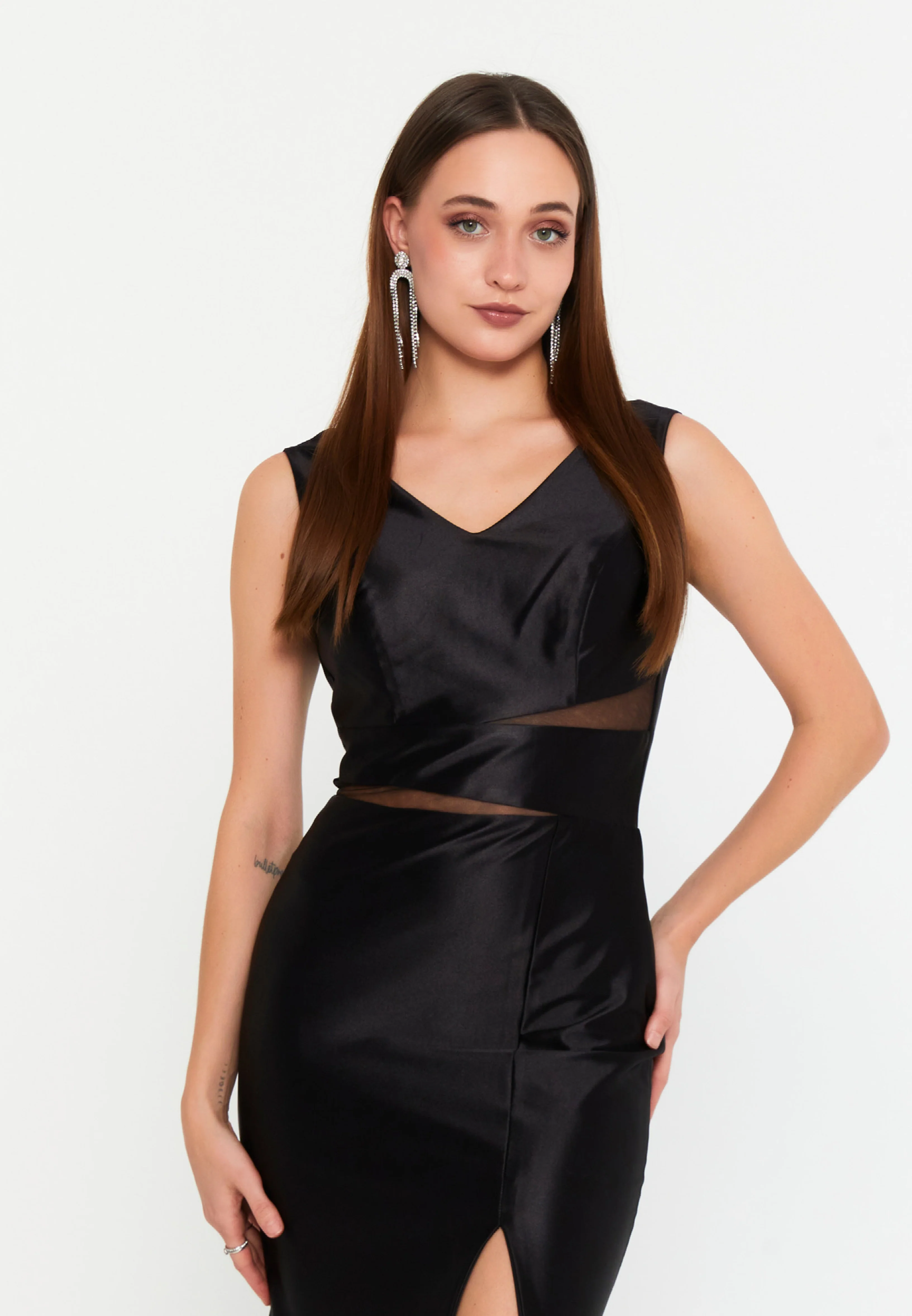 Sleeveless Maxi Satin Mermaid Regular Evening Dress msp77330 - Image 4