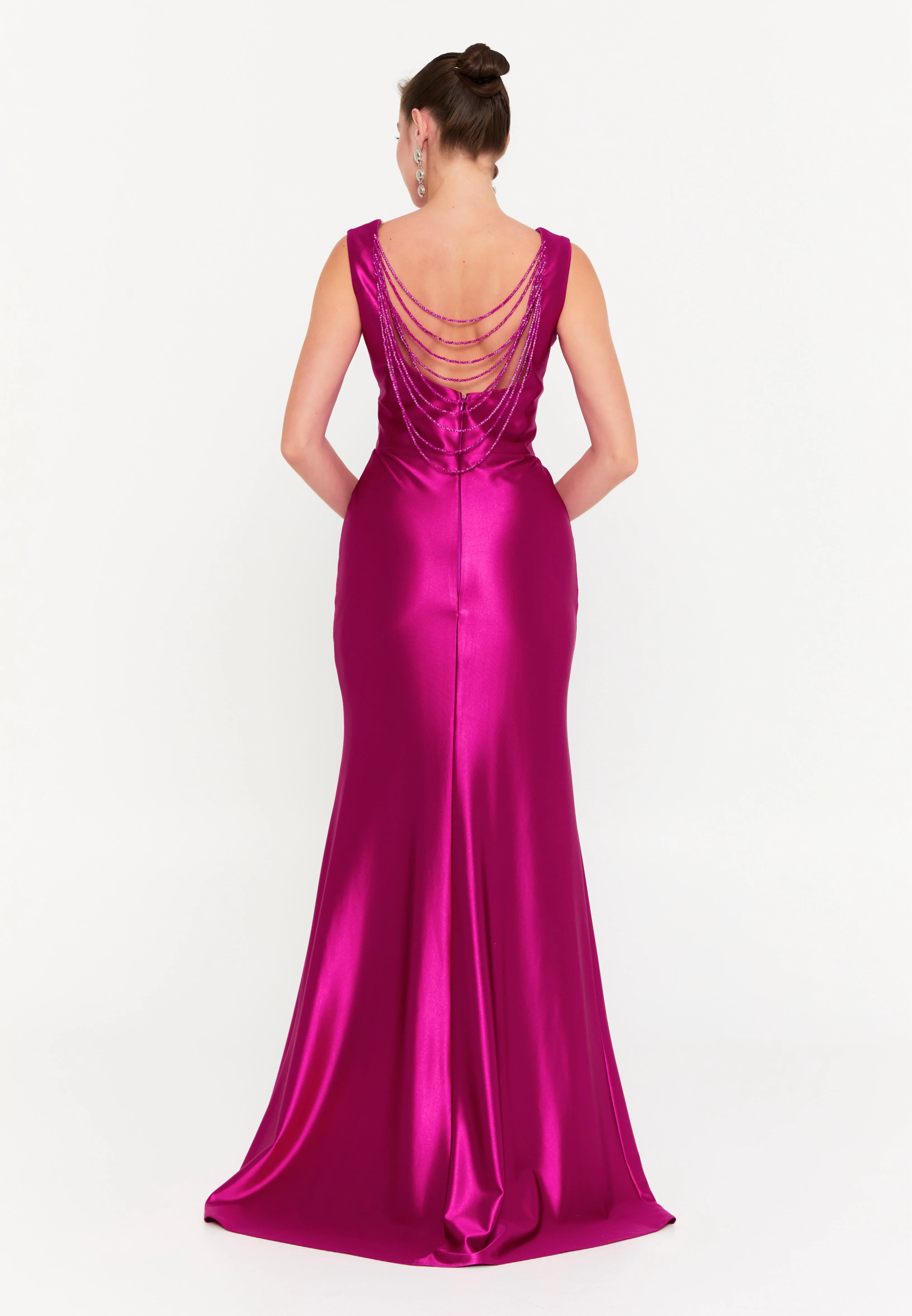 Sleeveless Maxi Satin Mermaid Regular Evening Dress msp77330 - Image 6