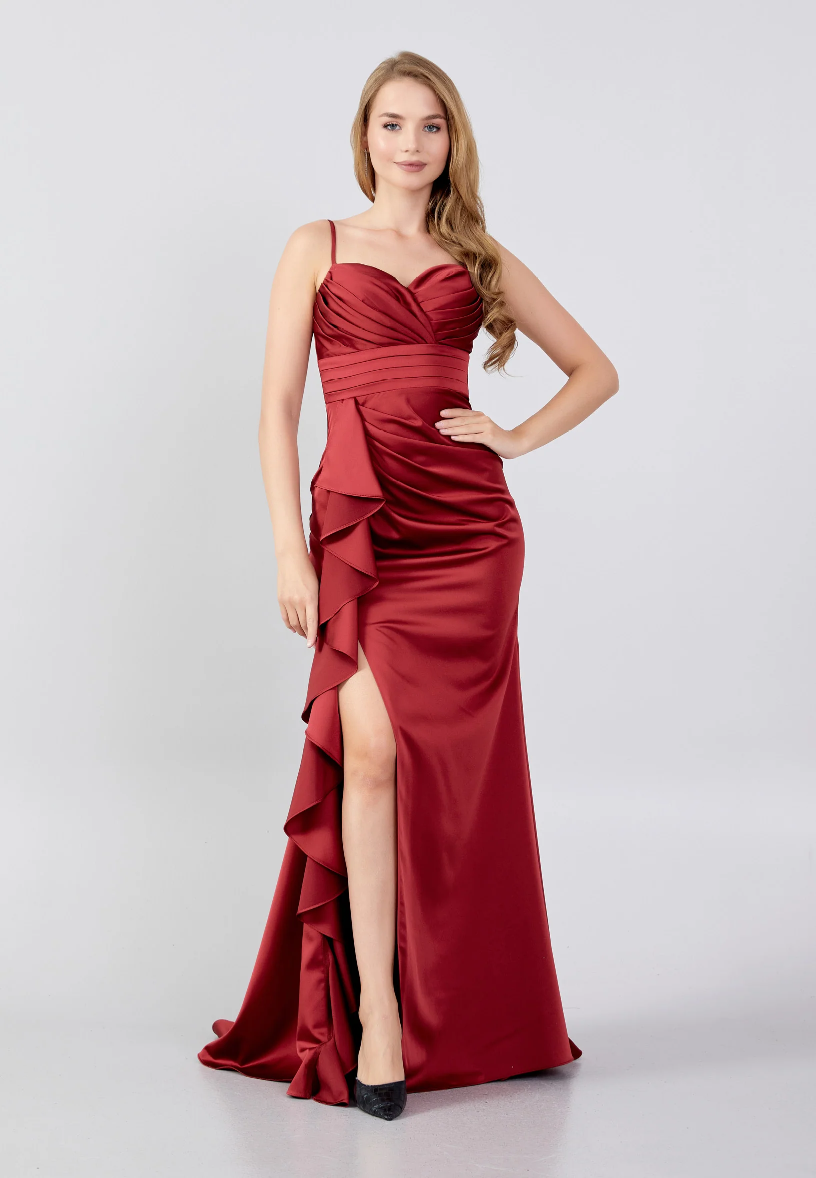 Sleeveless Maxi Satin Mermaid Regular Evening Dress swr5193 - Image 5