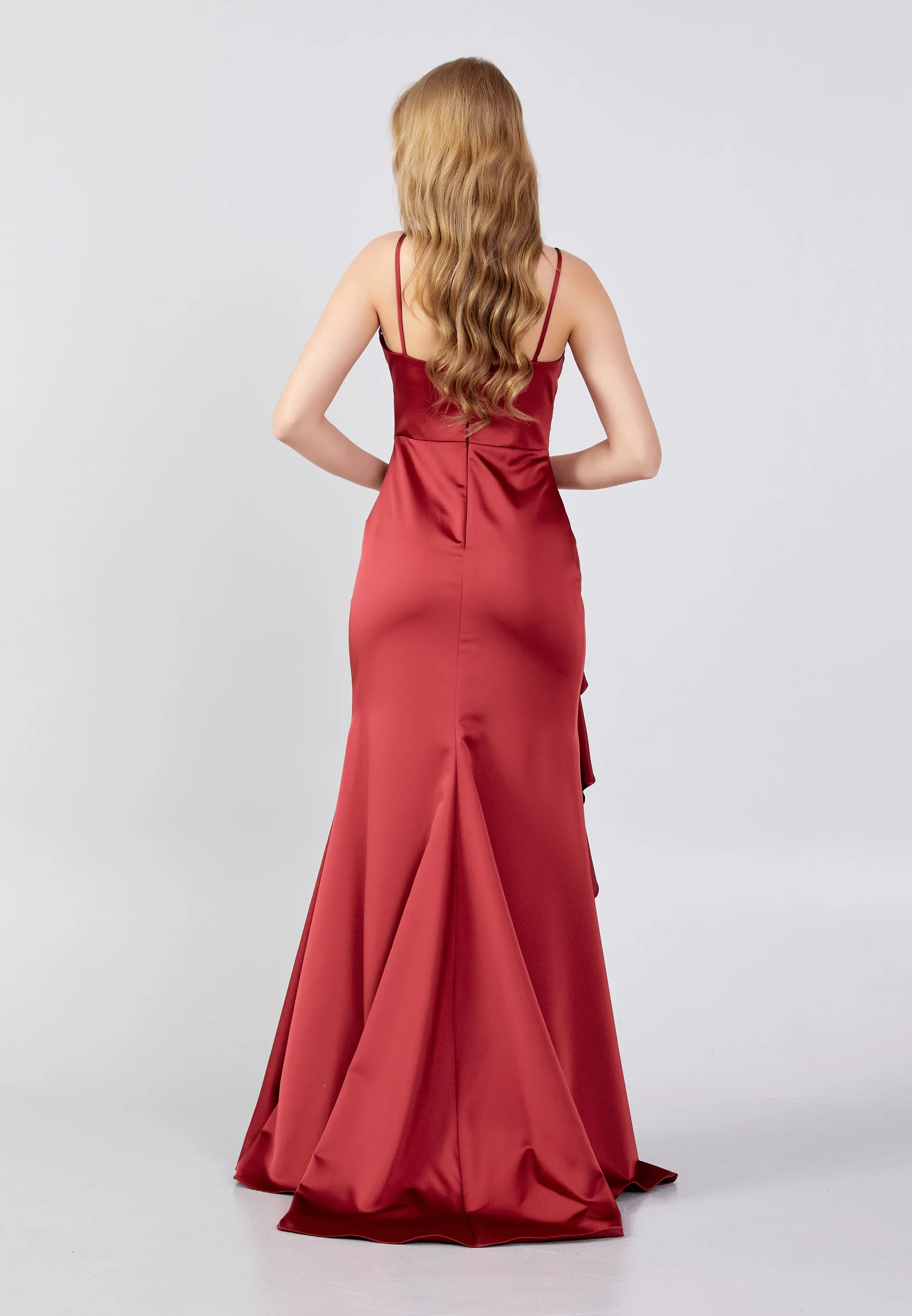 Sleeveless Maxi Satin Mermaid Regular Evening Dress swr5193 - Image 6